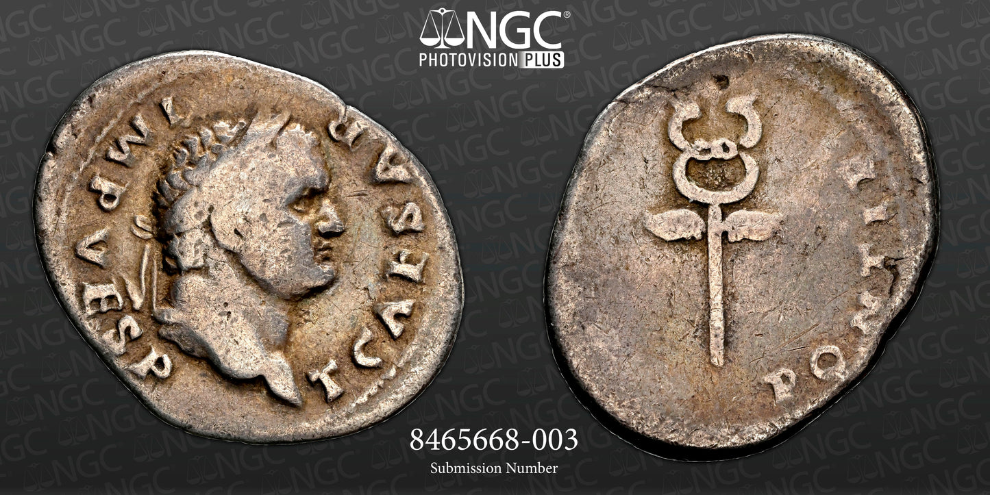 Roman Empire - Titus - Silver Denarius - NGC F - RIC:694