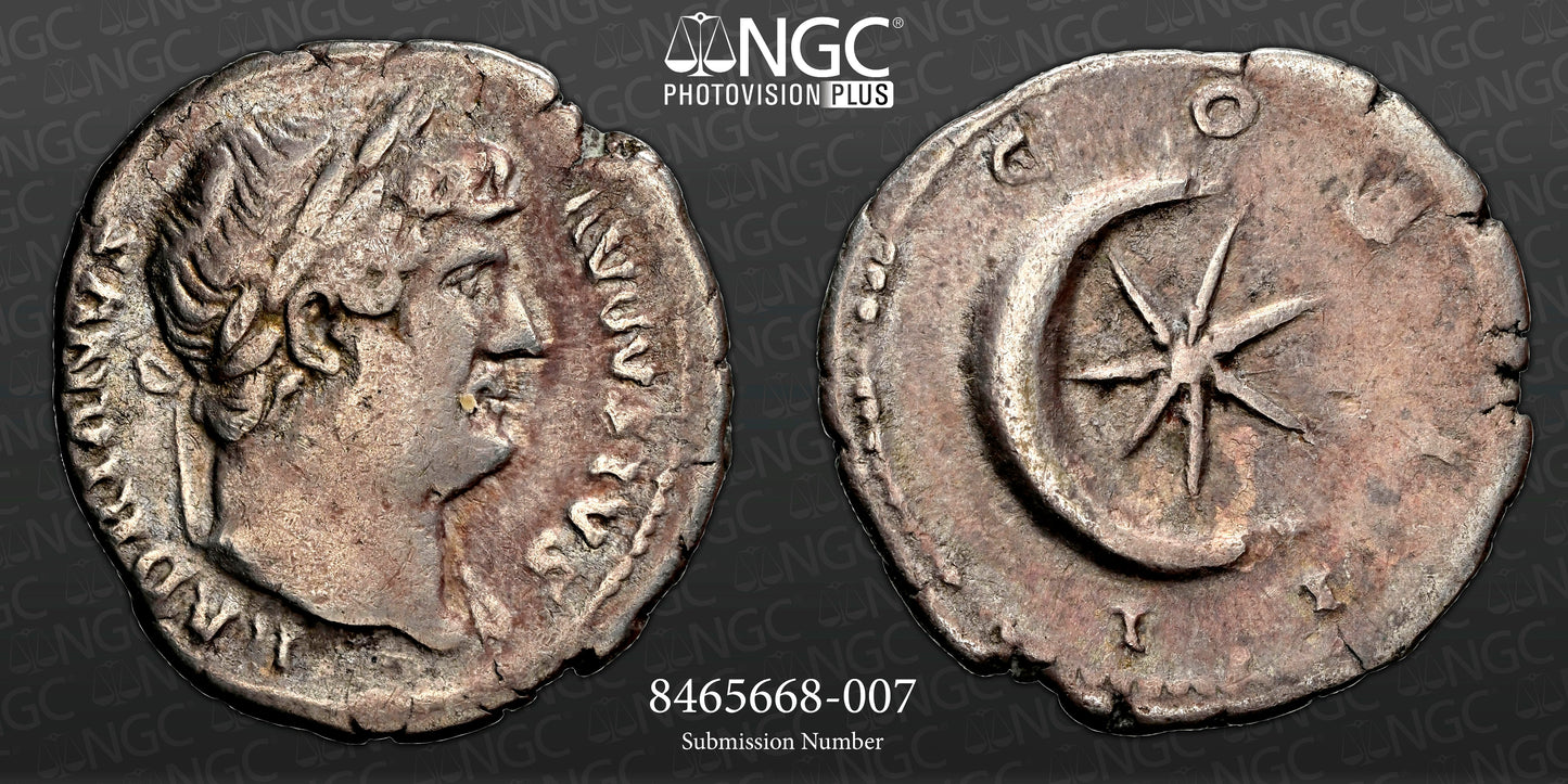 Roman Empire - Hadrian - Silver Denarius - NGC Ch F - RIC:864