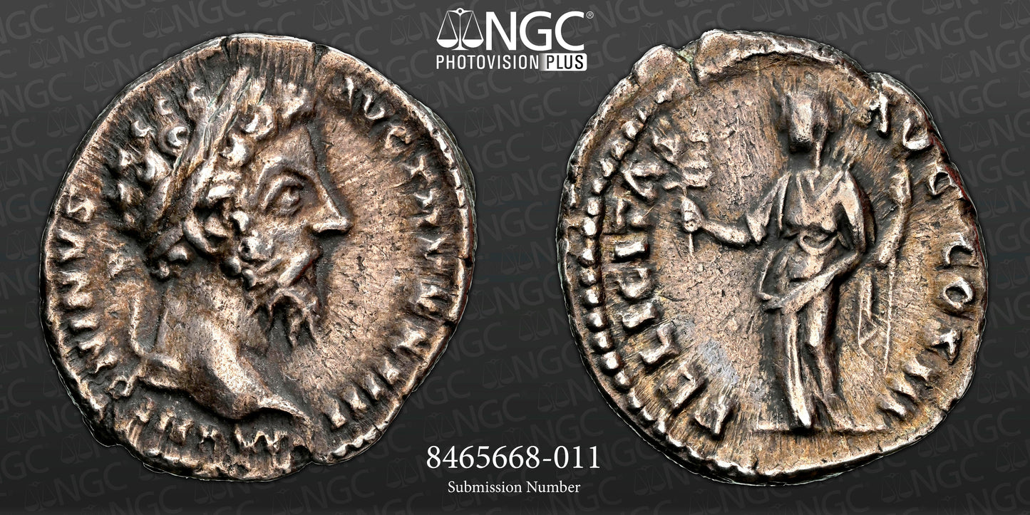 Roman Empire - Marcus Aurelius - Silver Denarius - NGC XF - RIC:218