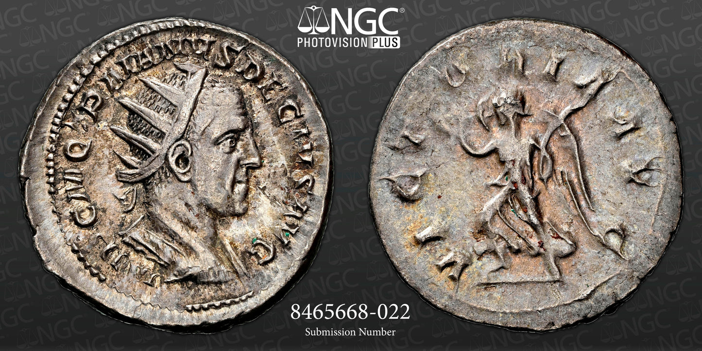 Roman Empire - Trajan Decius - Silver Double-Denarius - NGC Ch XF
