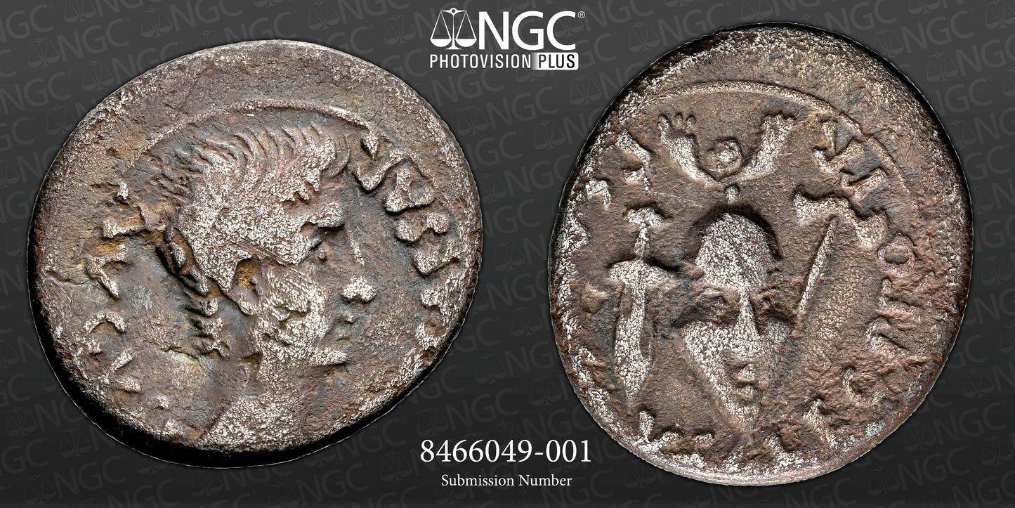 Roman Empire - Augustus - Silver Denarius - NGC F - RIC:7a