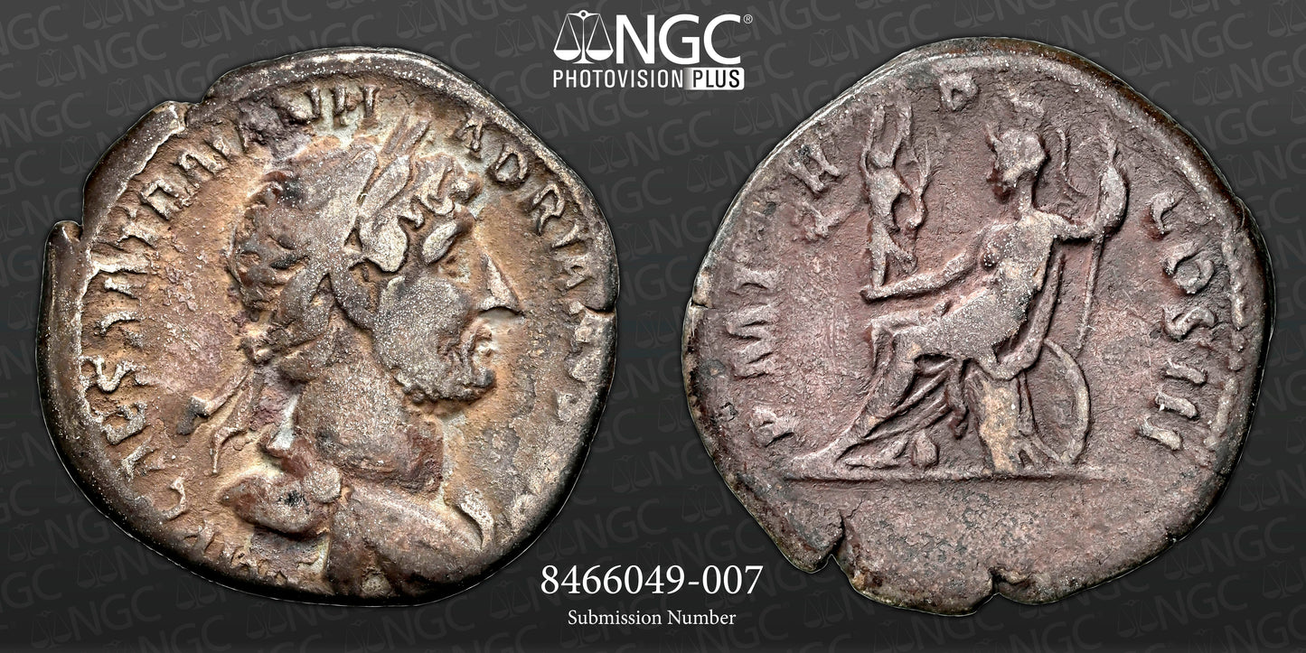 Roman Empire - Hadrian - Silver Denarius - NGC Ch F