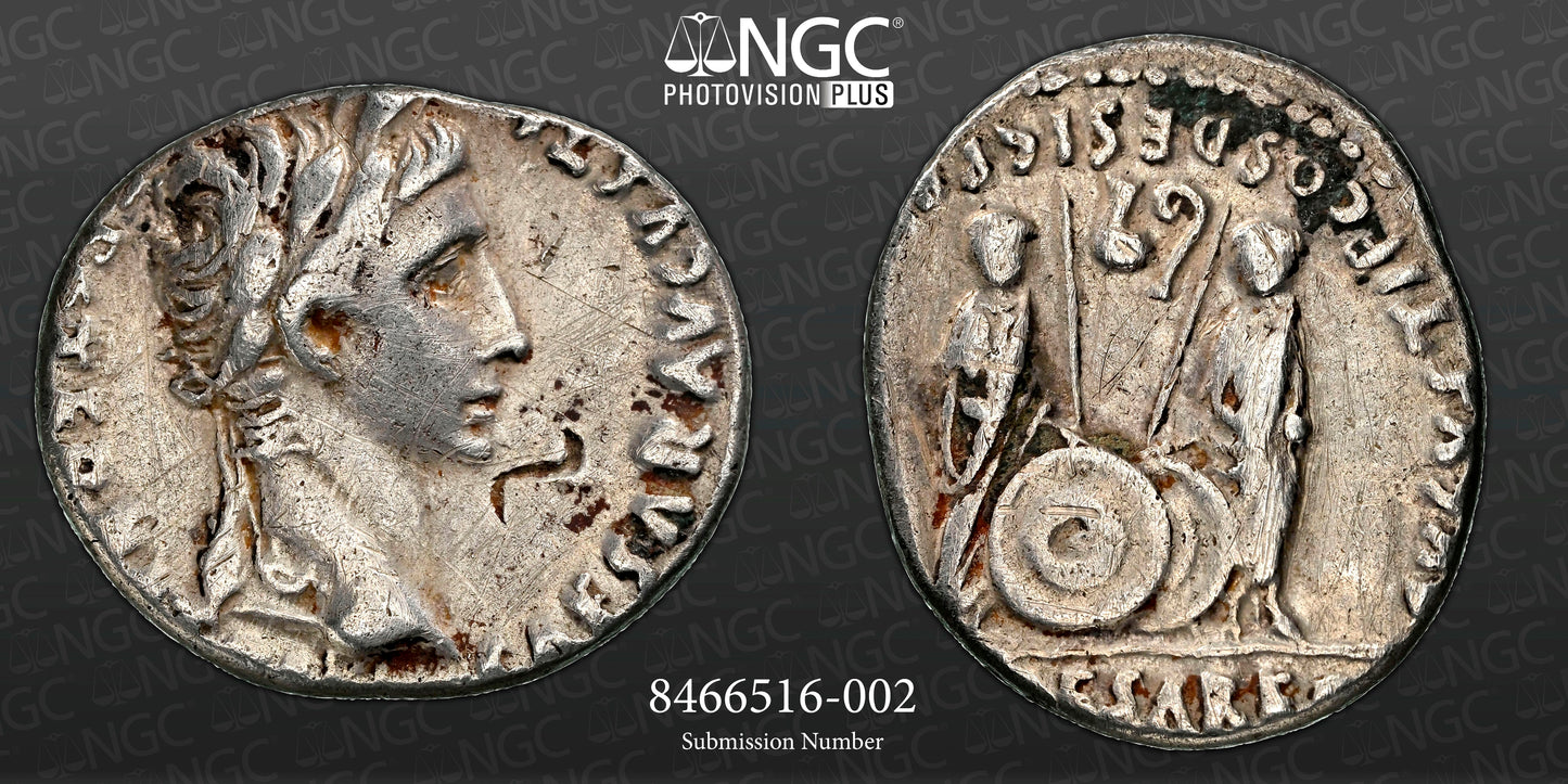 Roman Empire - Augustus - Silver Denarius - NGC Ch VF - RIC:207