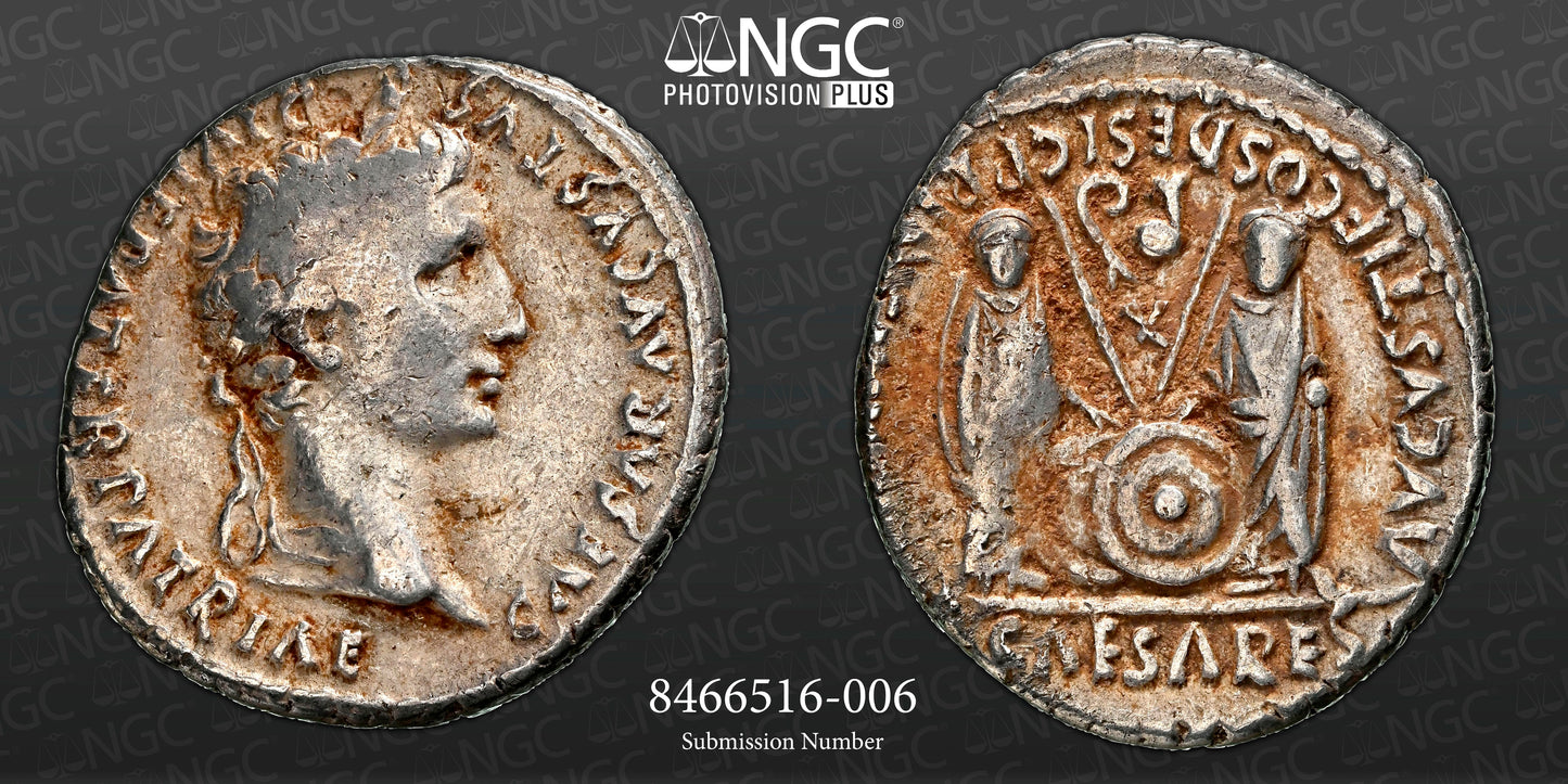 Roman Empire - Augustus - Silver Denarius - NGC F - RIC:207