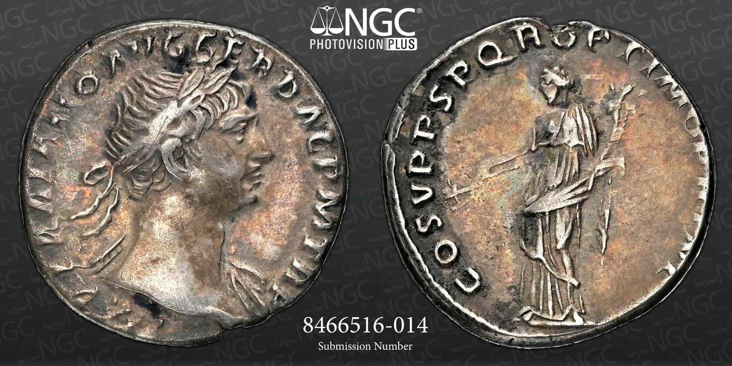 Roman Empire - Trajan - Silver Denarius - NGC Ch VF - RIC:121