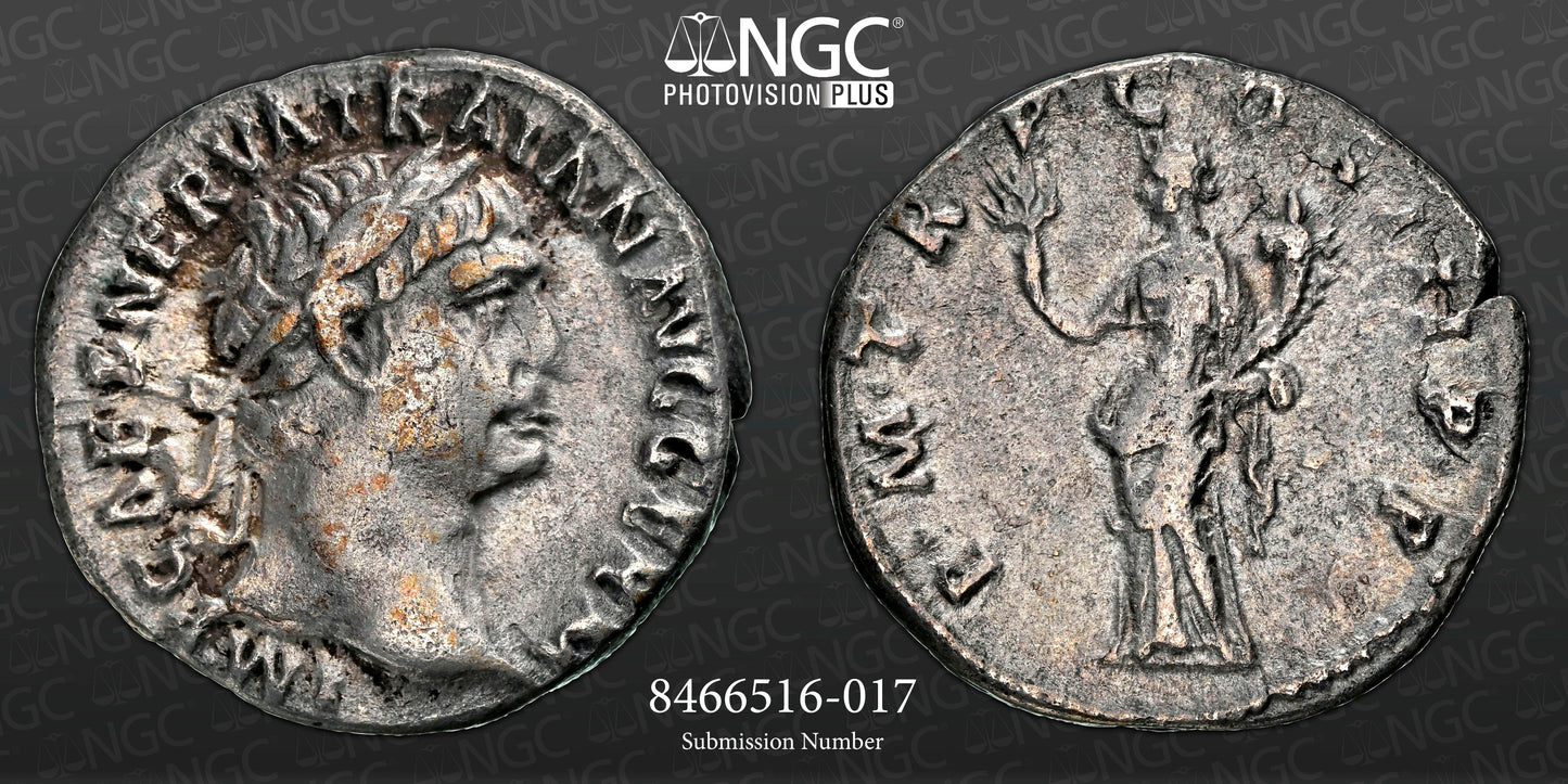 Roman Empire - Trajan - Silver Denarius - NGC Ch VF - RIC:38