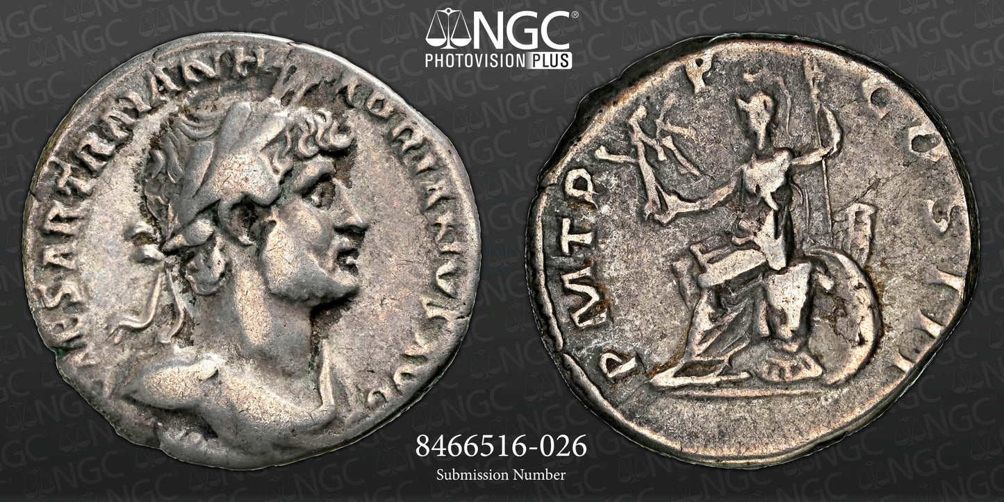 Roman Empire - Hadrian - Silver Denarius - NGC Ch F - RIC:541