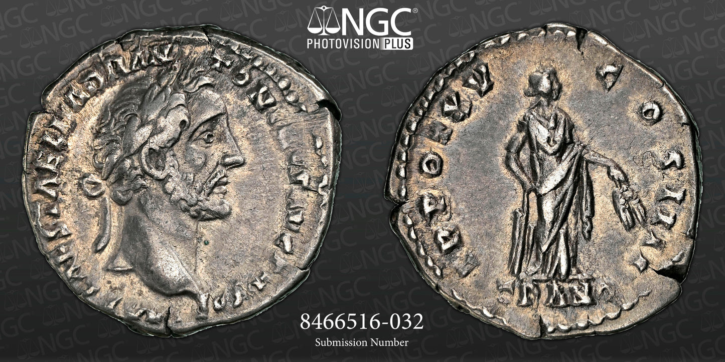 Roman Empire - Antoninus Pius - Silver Denarius - NGC Ch VF - RIC:218