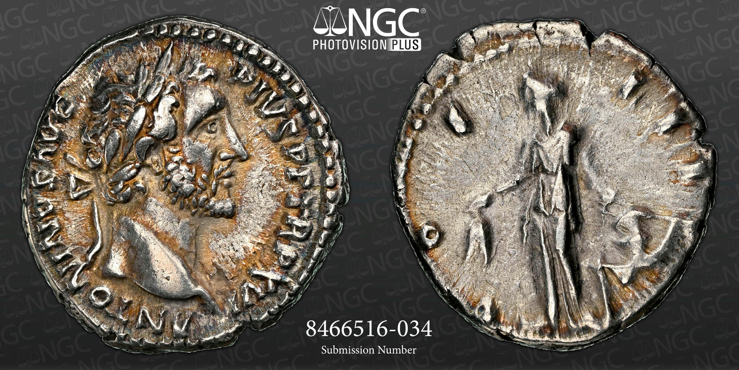 Roman Empire - Antoninus Pius - Silver Denarius - NGC XF - RIC:239