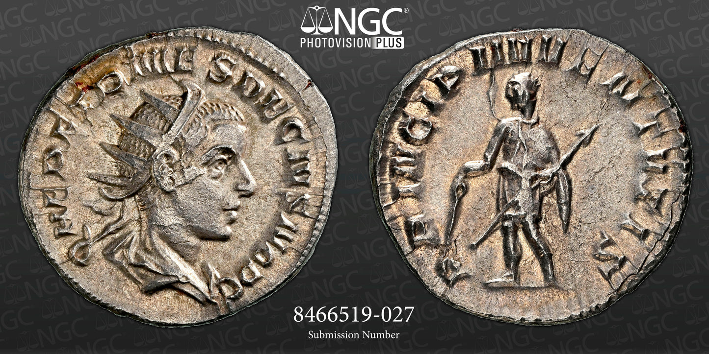Roman Empire - Herennius Etruscus - Silver Double-Denarius - NGC AU - RIC:147c