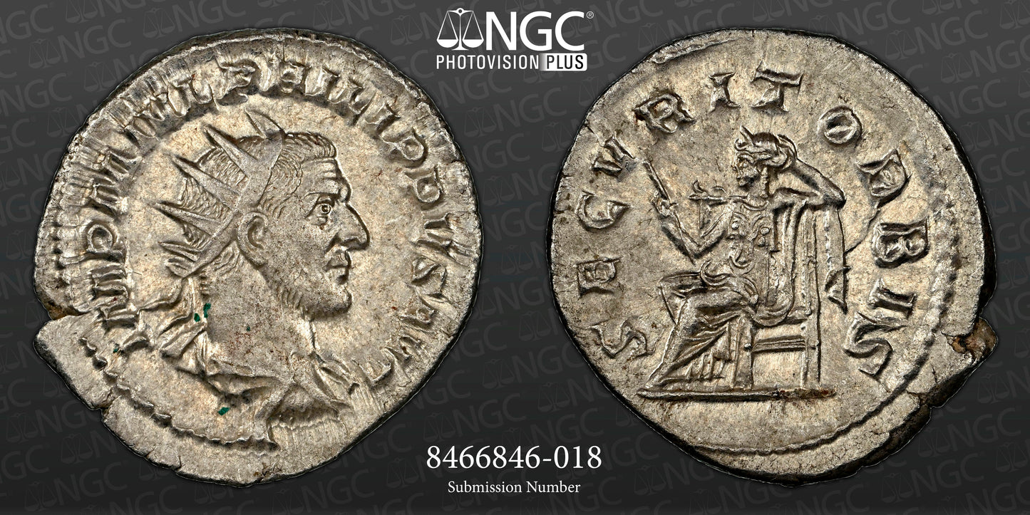 Roman Empire - Philip I - Silver Double-Denarius - NGC Ch AU - RIC:48b