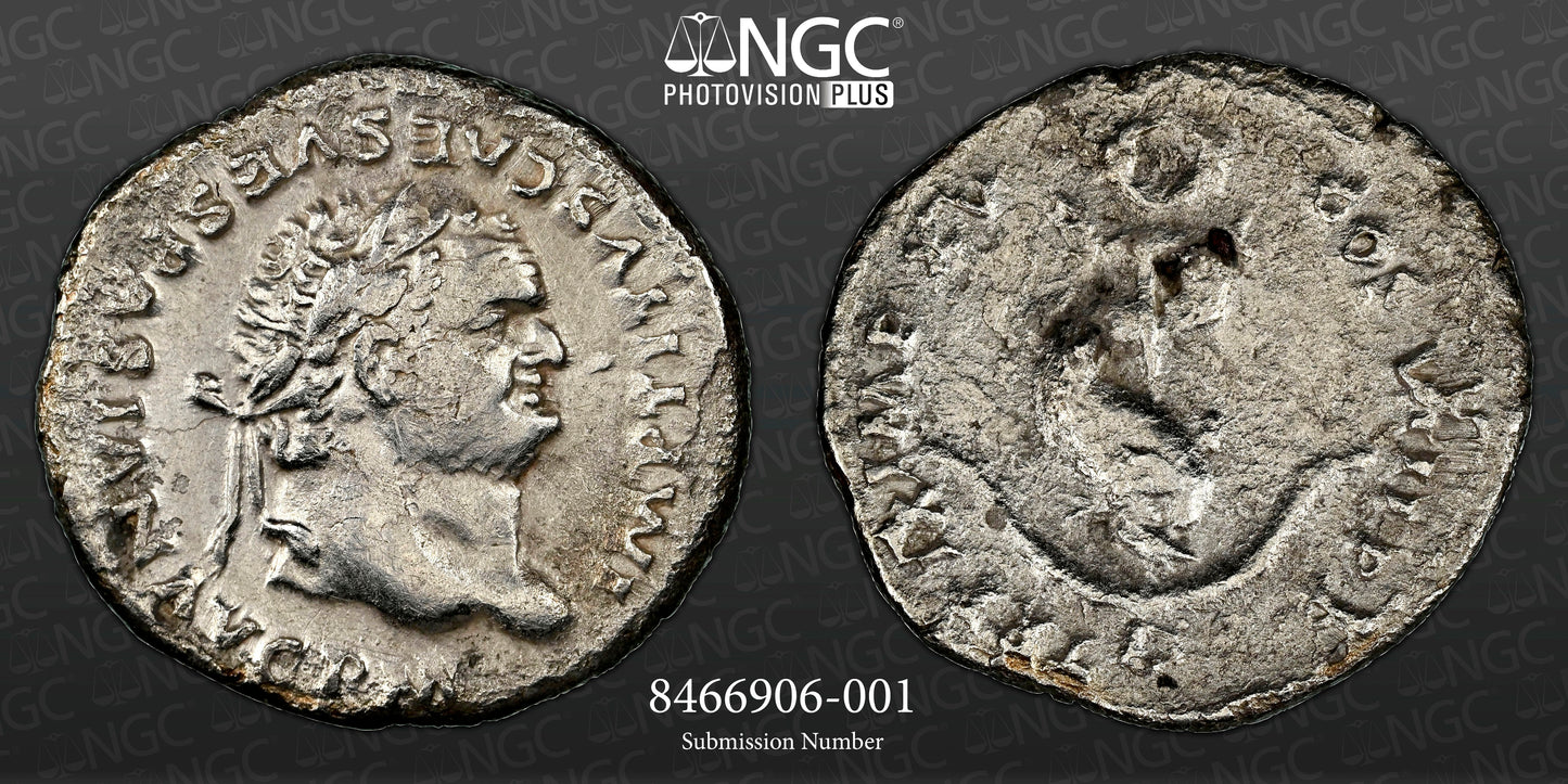 Roman Empire - Titus - Silver Denarius - NGC Ch VF - RIC:112