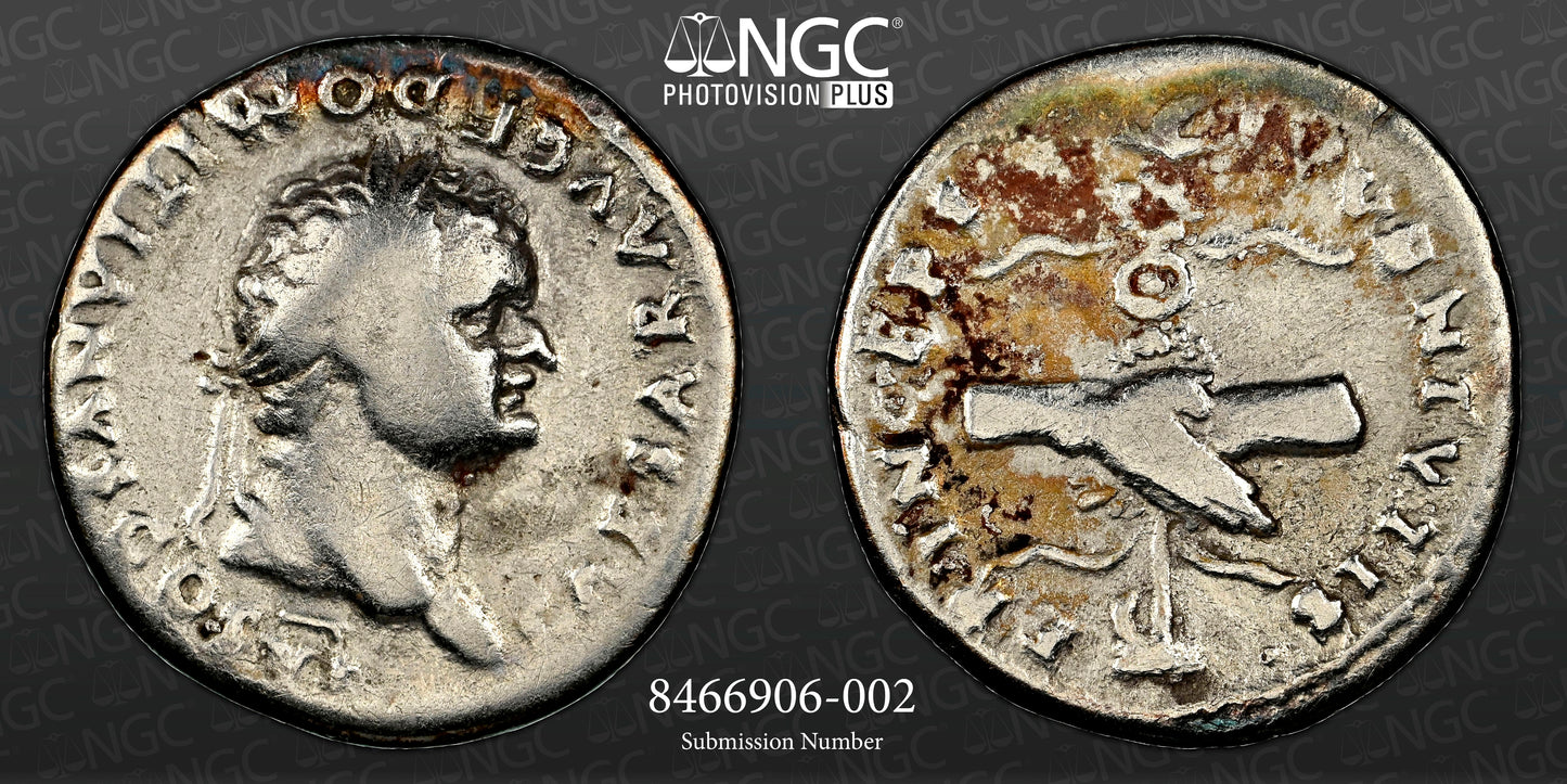 Roman Empire - Domitian - Silver Denarius - NGC F - RIC:1081