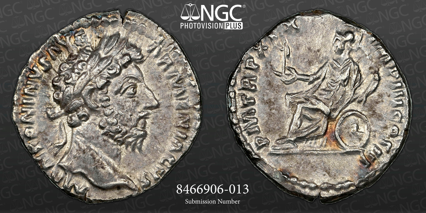 Roman Empire - Marcus Aurelius - Silver Denarius - NGC Ch XF - RIC:138