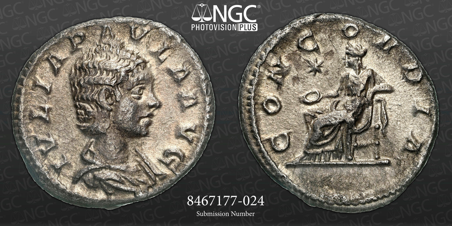 Roman Empire - Julia Paula - Silver Denarius - NGC Ch XF - RIC:211