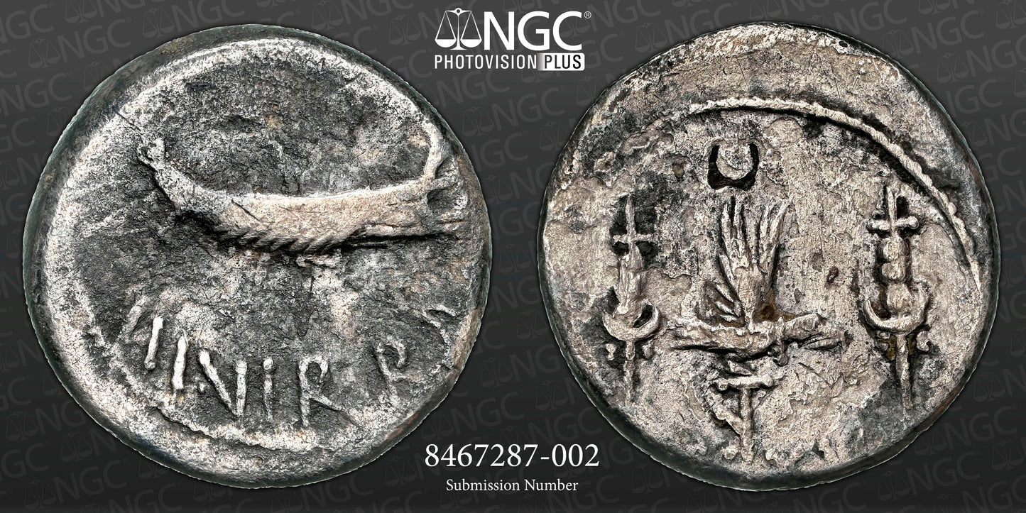 Roman Imperatorial - Marc Antony - Silver Denarius - NGC Ch F