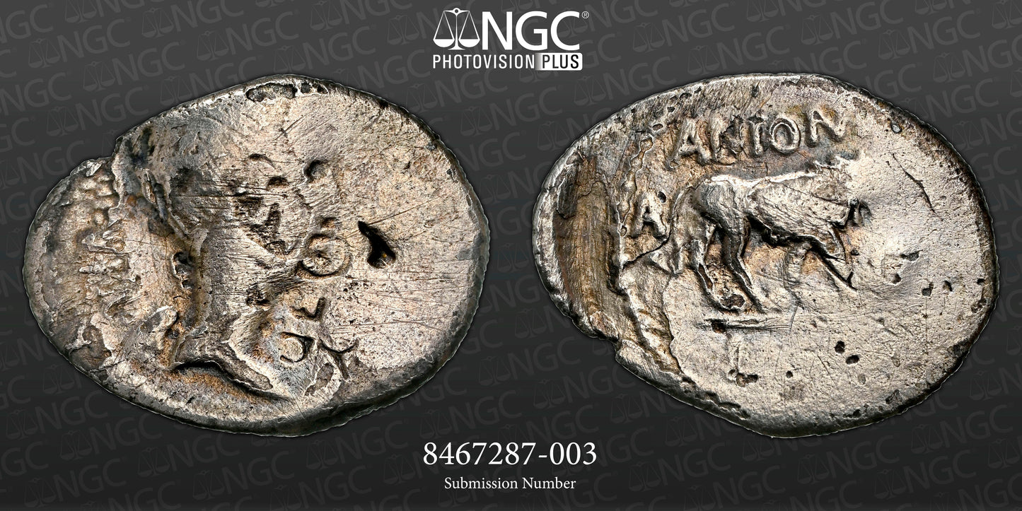 Roman Imperatorial - Marc Antony - Silver Quinarius - NGC VG - Crawf. 489/6