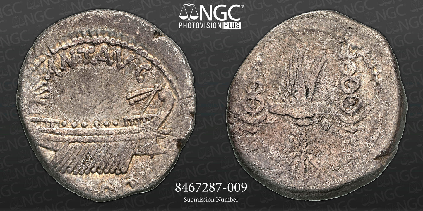 Roman Imperatorial - Marc Antony - Silver Denarius - NGC VF - Crawf. 544/24
