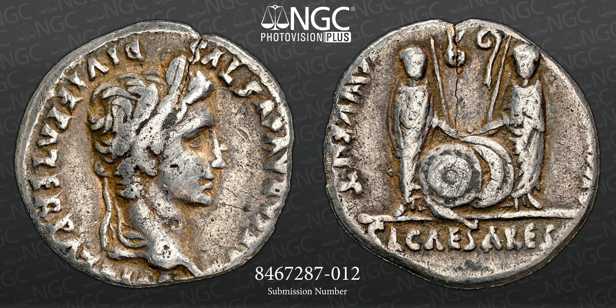 Roman Empire - Augustus - Silver Denarius - NGC Ch F - RIC:207
