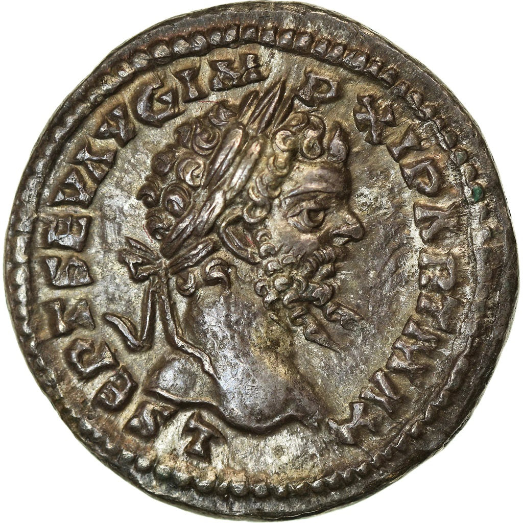 Roman Empire - Septimius Severus - Silver Denarius - NGC Ch AU - RIC:503