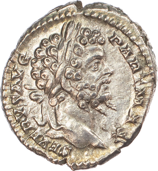 Roman Empire - Septimius Severus - Silver Denarius - NGC AU - RIC:152