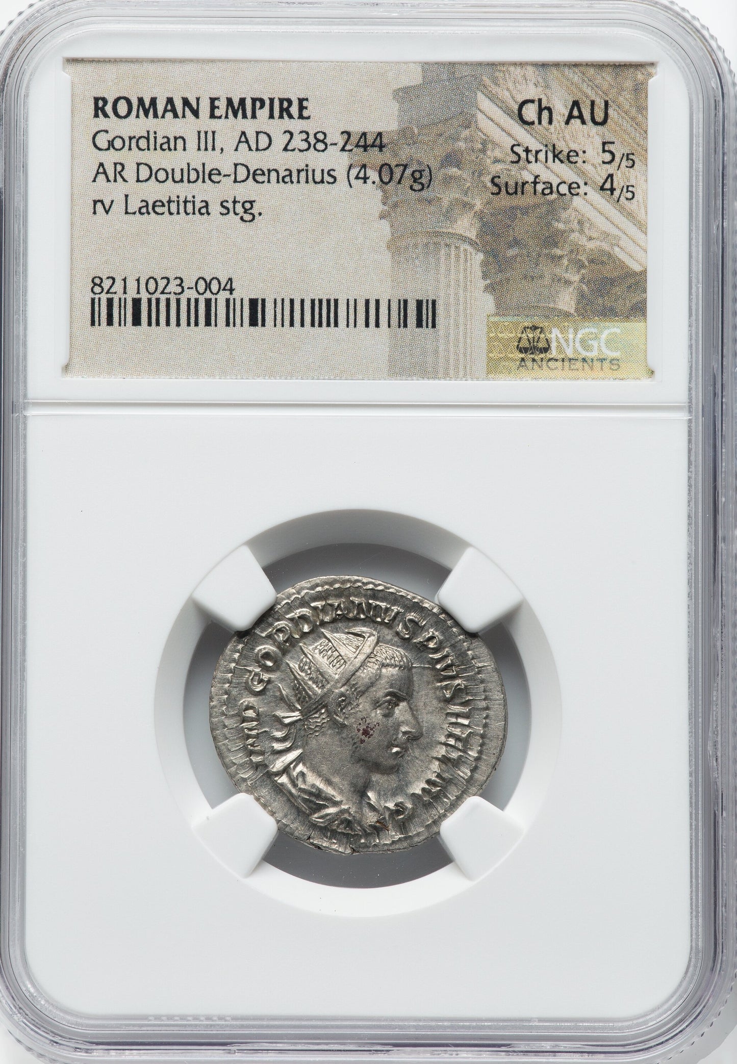 Roman Empire - Gordian III - Silver Double-Denarius - NGC Ch AU