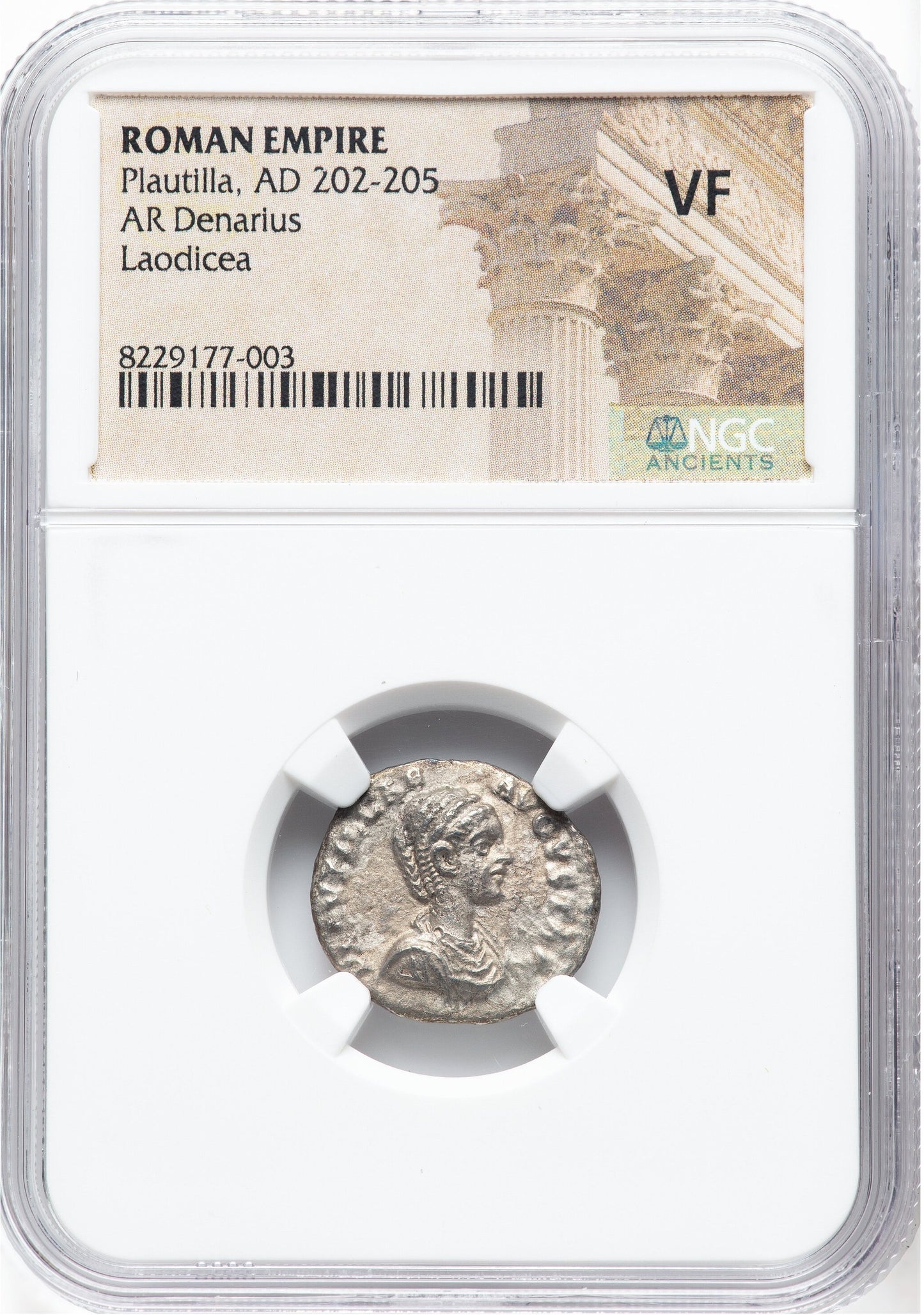 Roman Empire - Plautilla - Silver Denarius - NGC VF