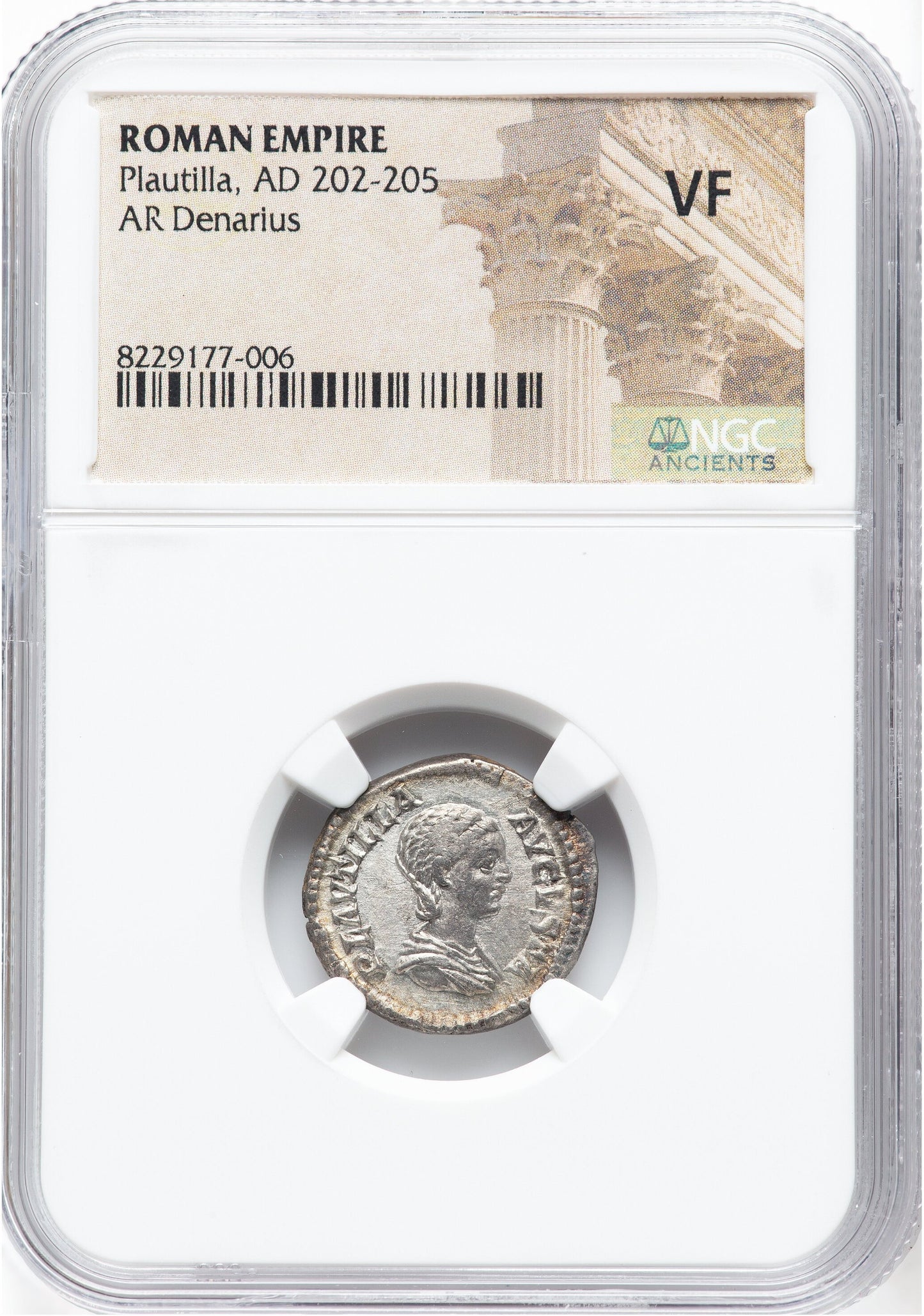 Roman Empire - Plautilla - Silver Denarius - NGC VF
