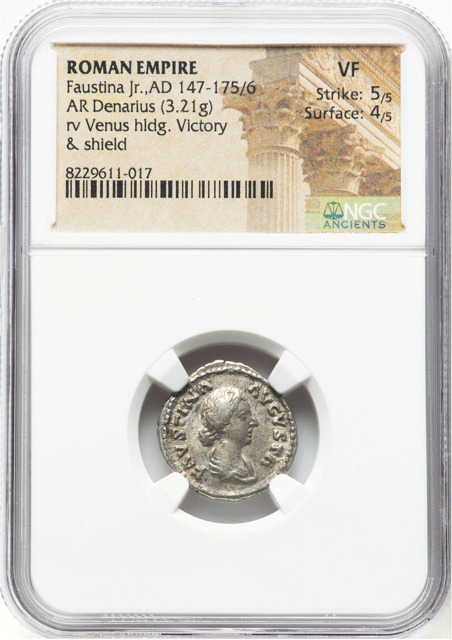 Roman Empire - Faustina II - Silver Denarius - NGC VF