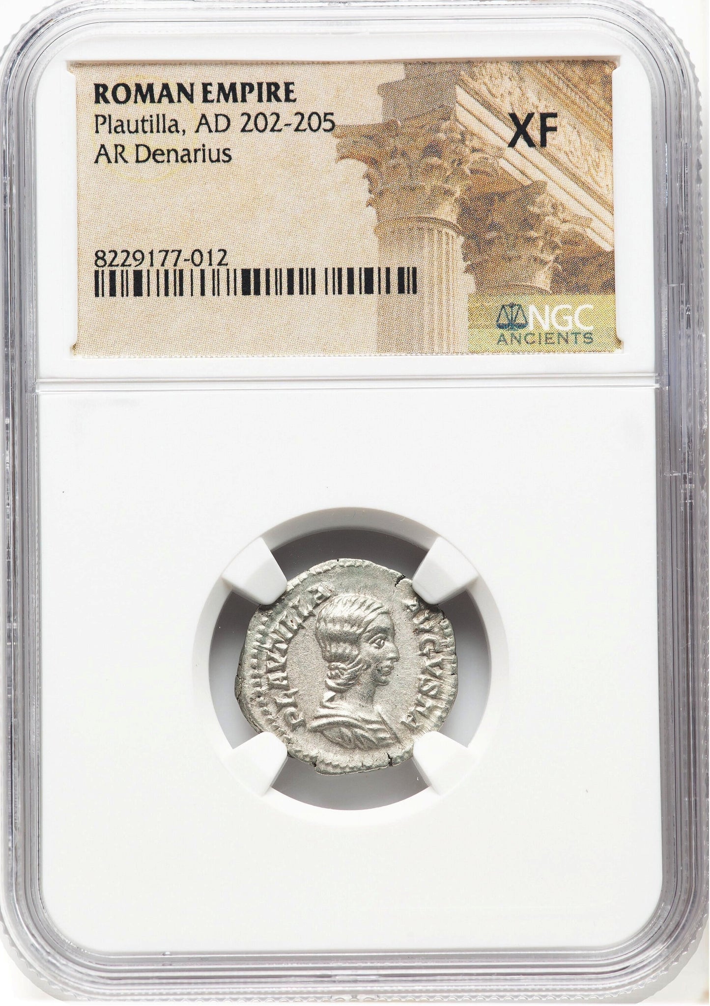 Roman Empire - Plautilla - Silver Denarius - NGC XF