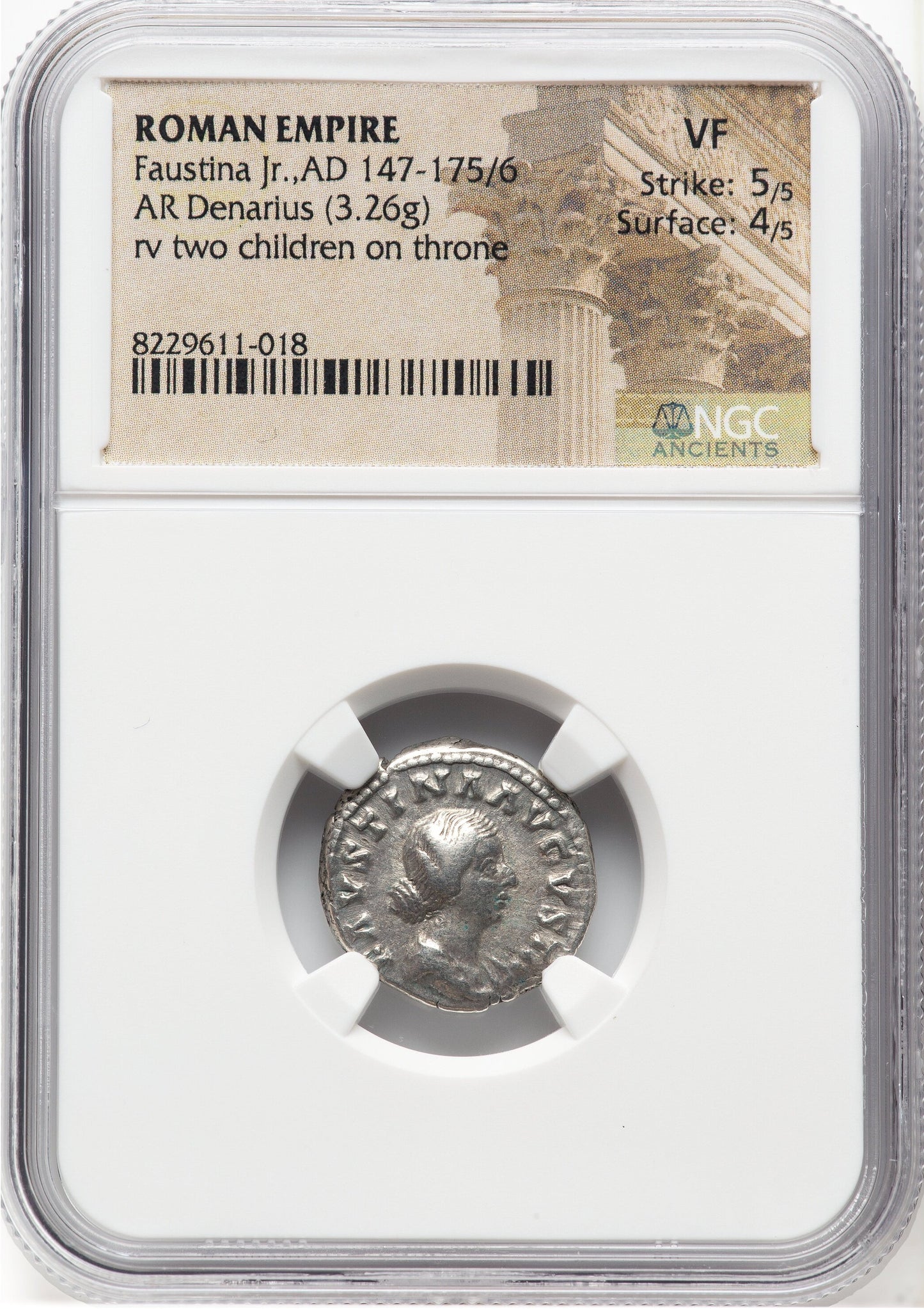 Roman Empire - Faustina II - Silver Denarius - NGC VF