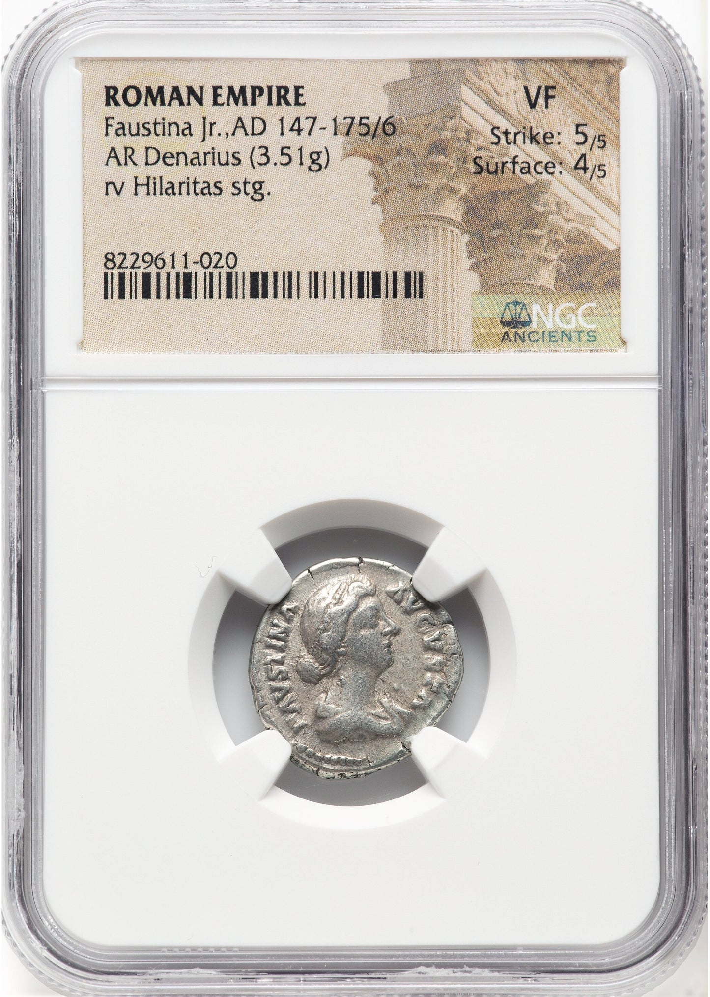 Roman Empire - Faustina II - Silver Denarius - NGC VF