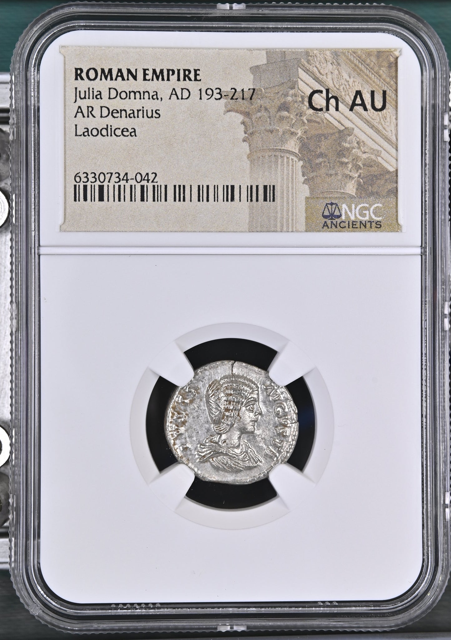 Roman Empire - Julia Domna - Silver Denarius - NGC Ch AU - RIC:644