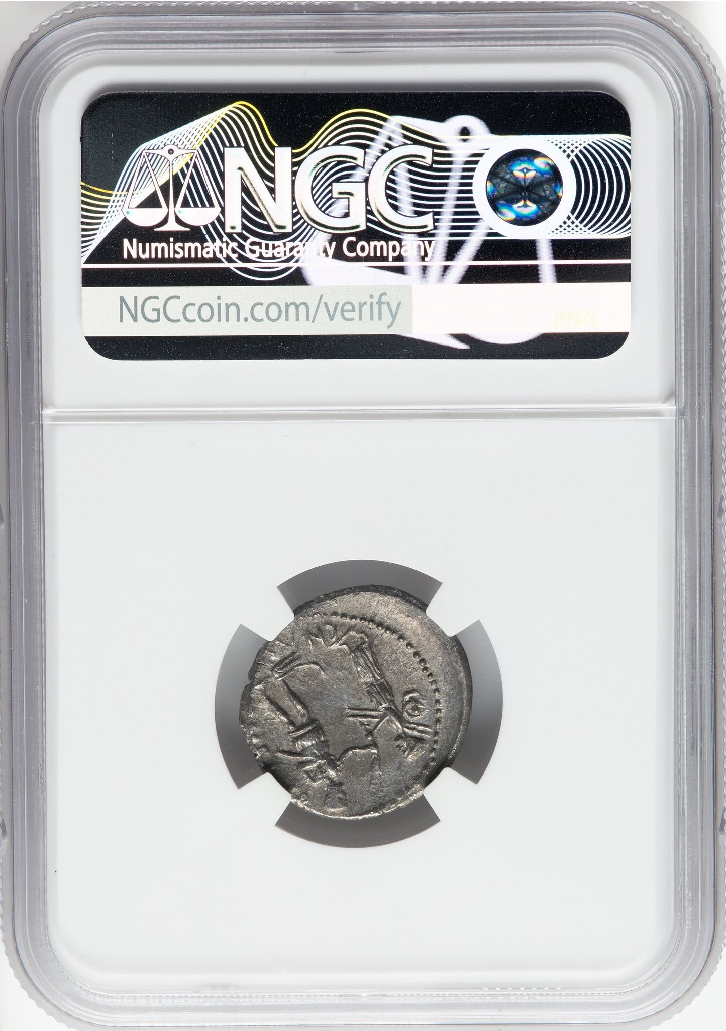 Roman Imperatorial - Pompey Junior - Silver Denarius - NGC Ch XF - Crawf. 469/1a