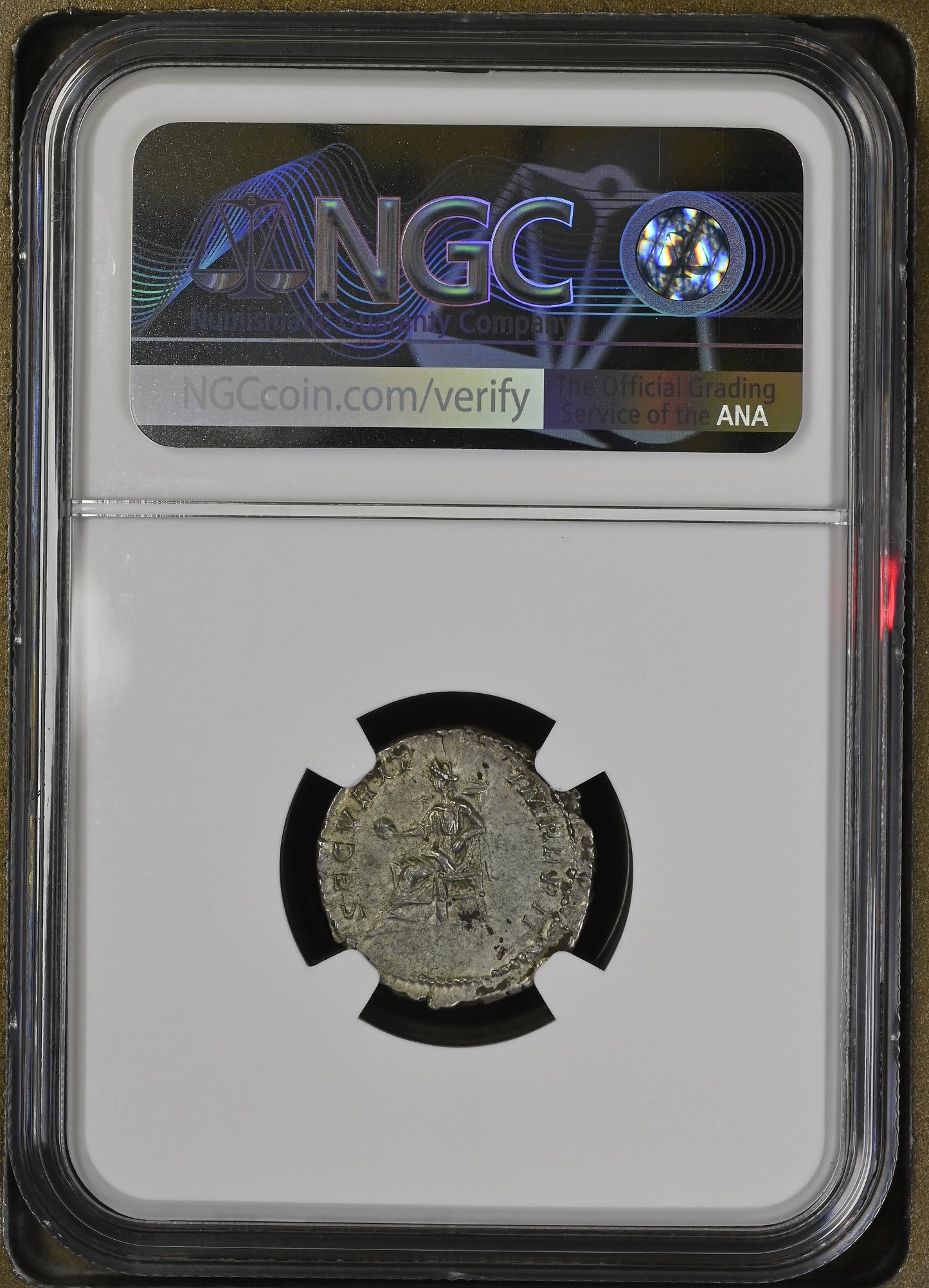 Roman Empire - Geta - Silver Denarius - NGC Ch AU - RIC:20b