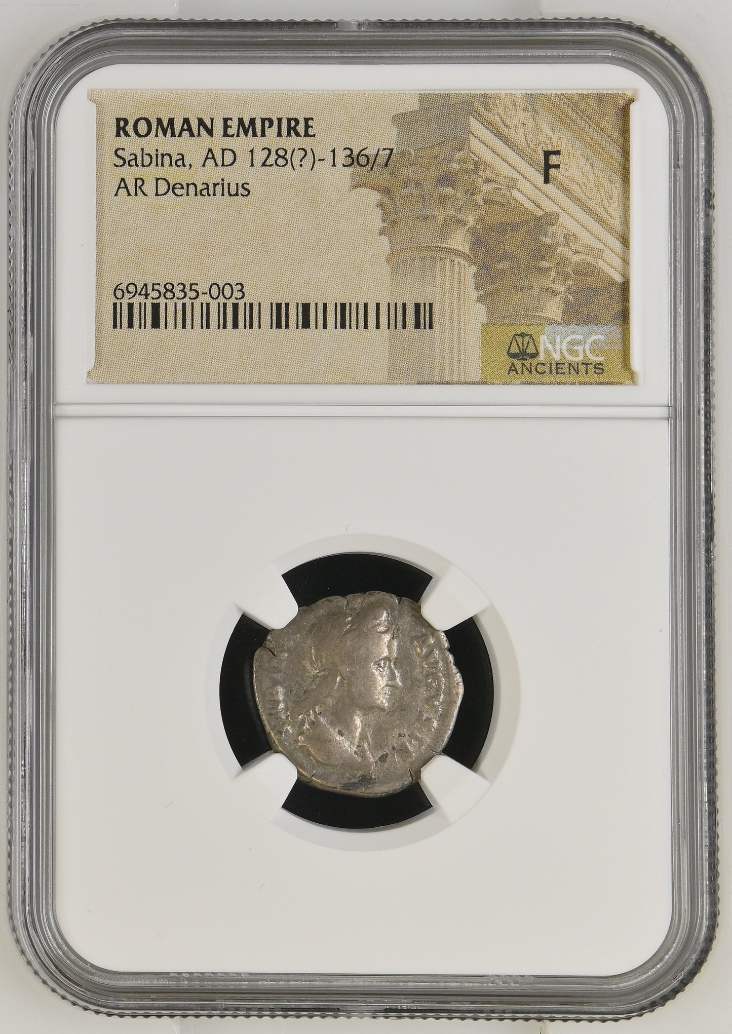 Roman Empire - Sabina - Silver Denarius - NGC F