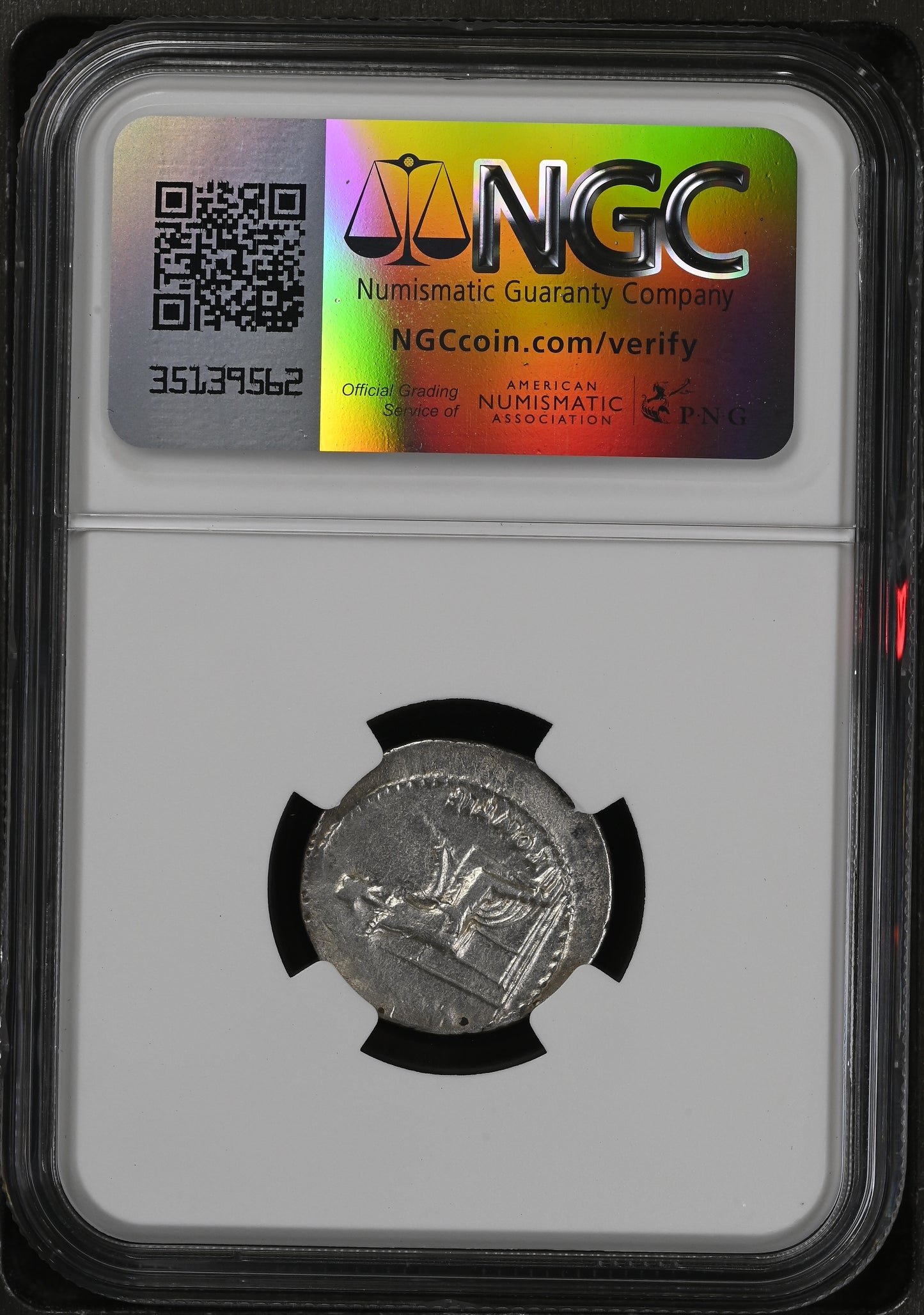 Roman Empire - Tiberius - Silver Denarius - NGC Ch F - RIC:30