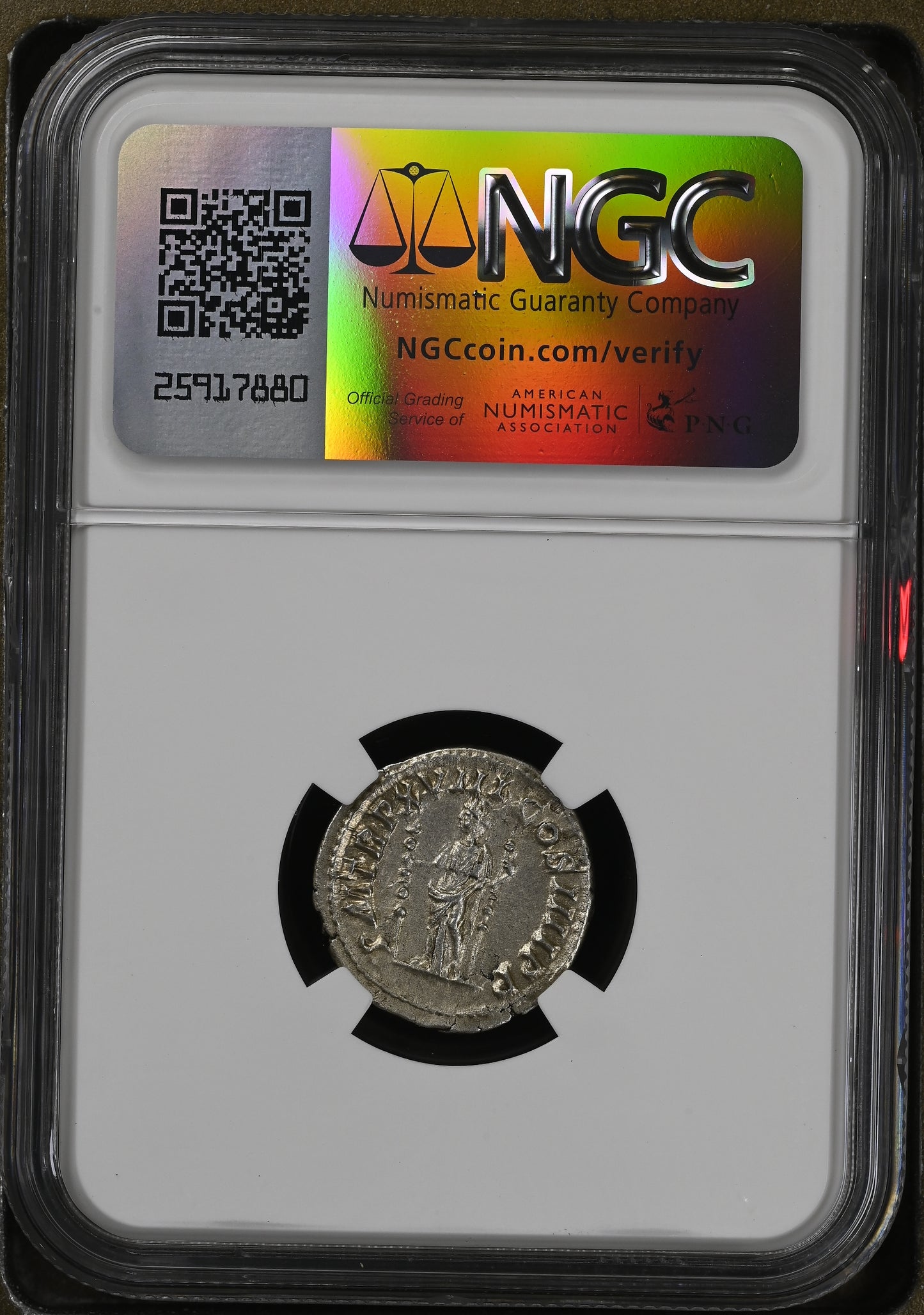 Roman Empire - Caracalla - Silver Denarius - NGC Ch AU - RIC:266