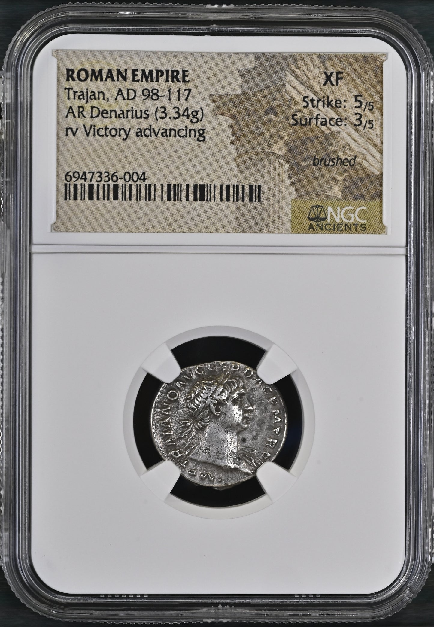 Roman Empire - Trajan - Silver Denarius - NGC XF - RIC:131