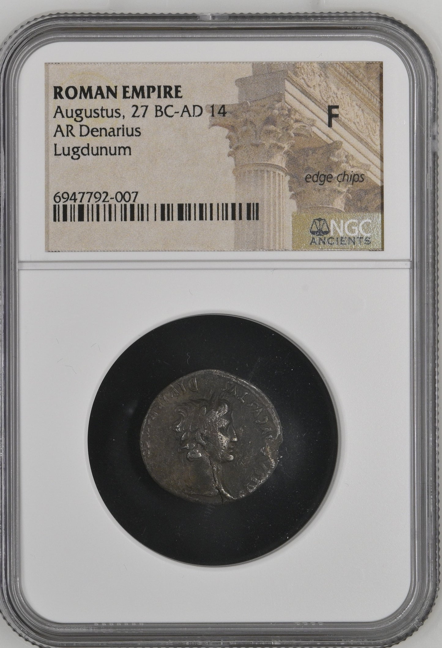 Roman Empire - Augustus - Silver Denarius - NGC F - RIC:207