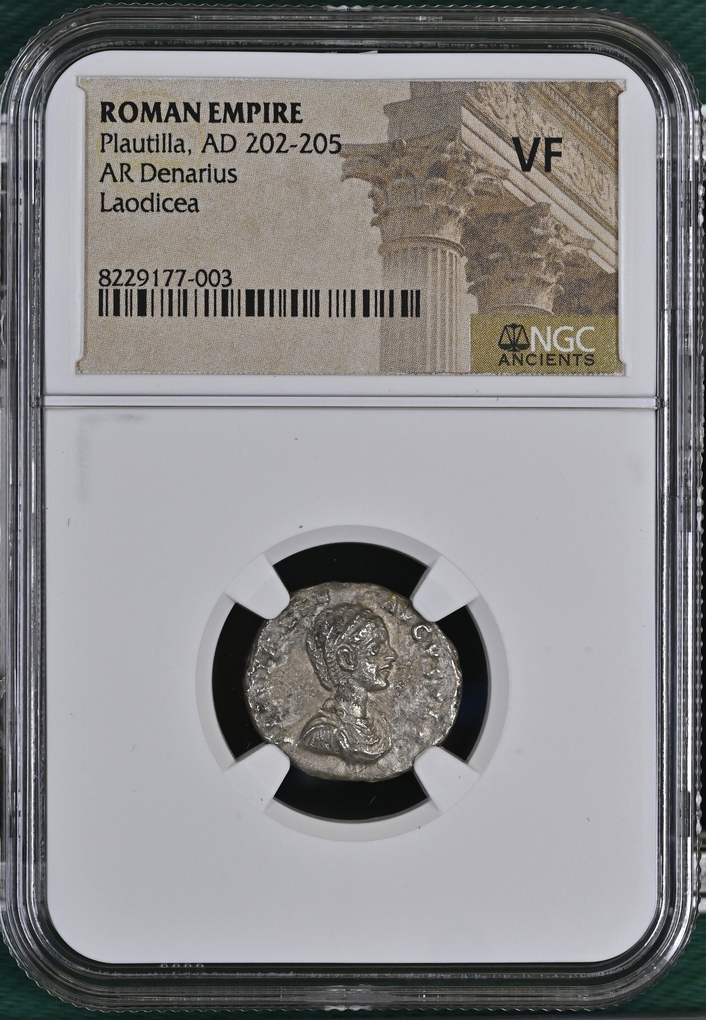 Roman Empire - Plautilla - Silver Denarius - NGC VF