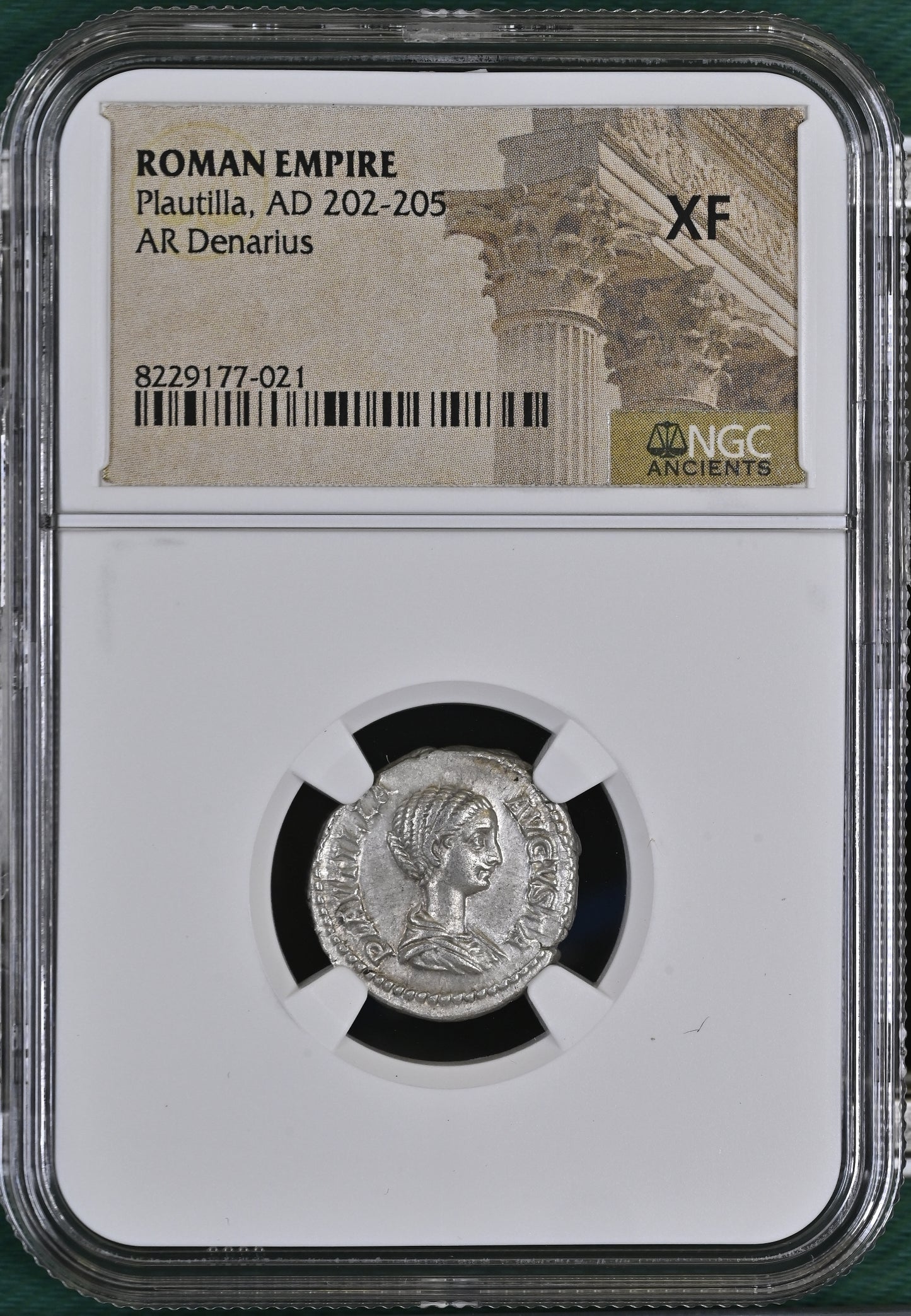 Roman Empire - Plautilla - Silver Denarius - NGC XF