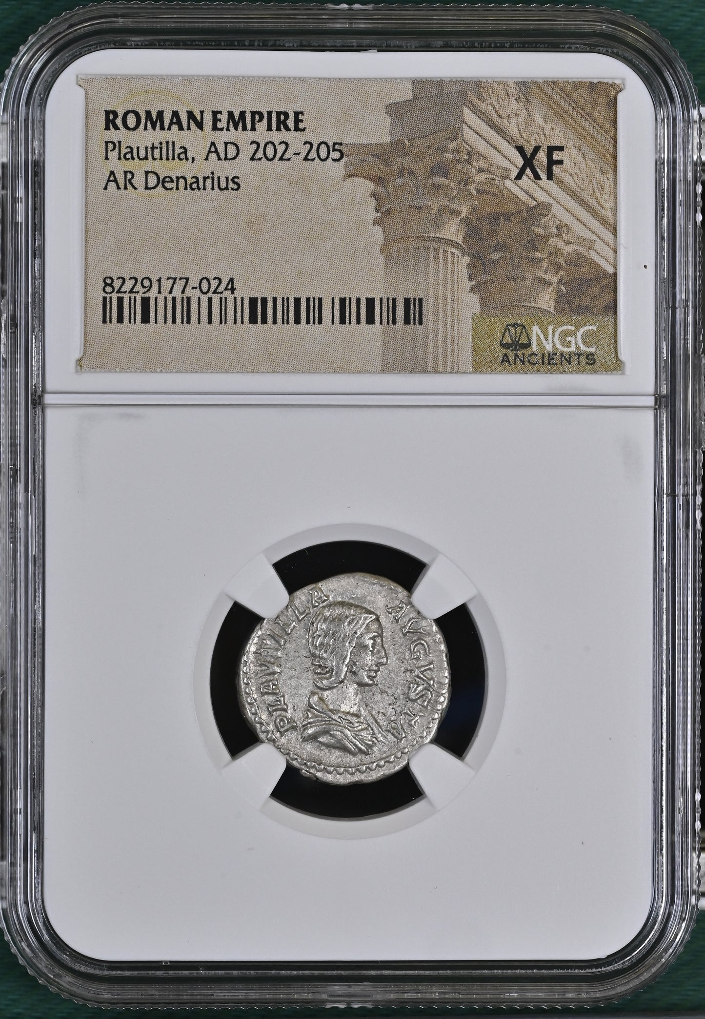 Roman Empire - Plautilla - Silver Denarius - NGC XF