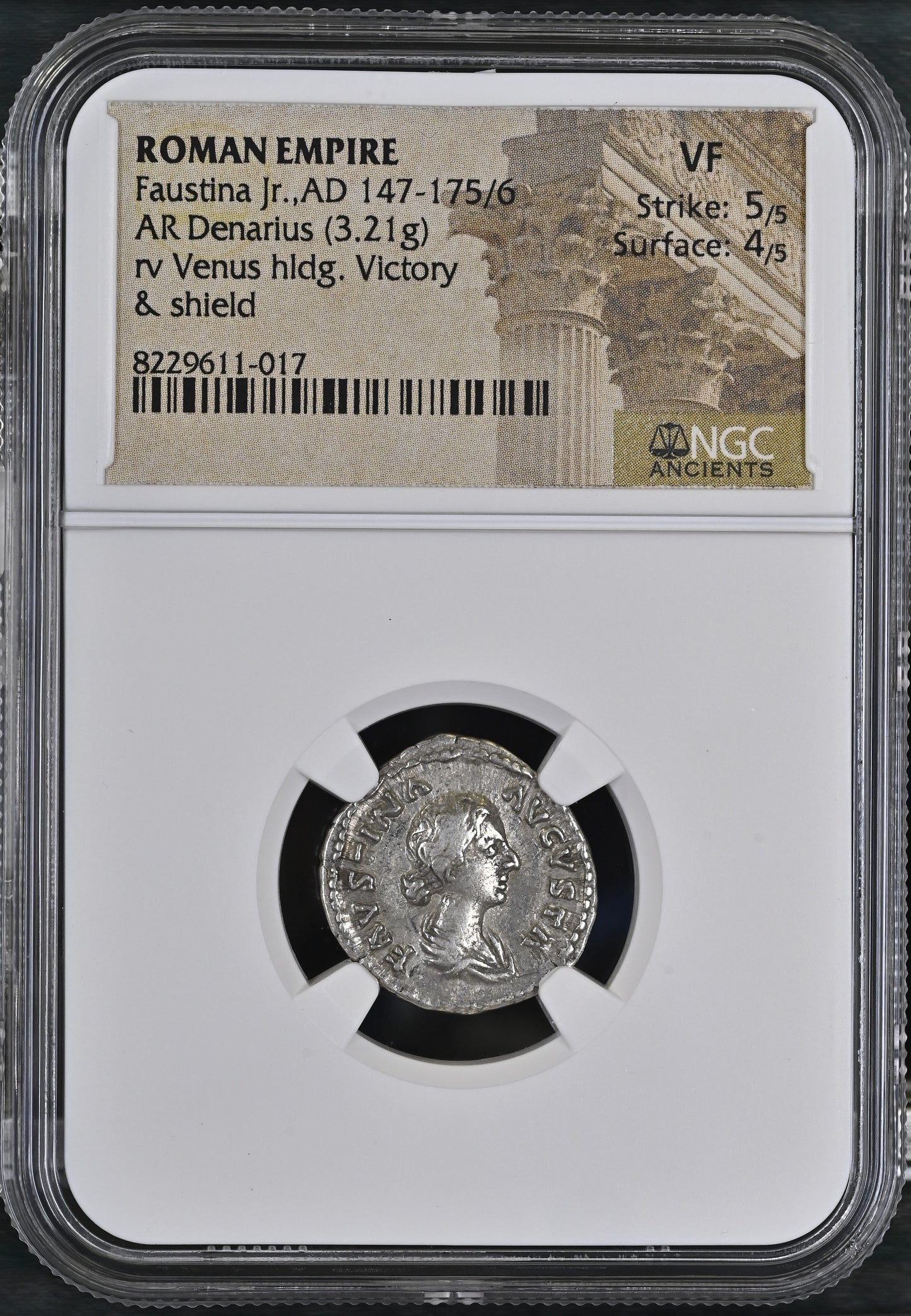 Roman Empire - Faustina II - Silver Denarius - NGC VF