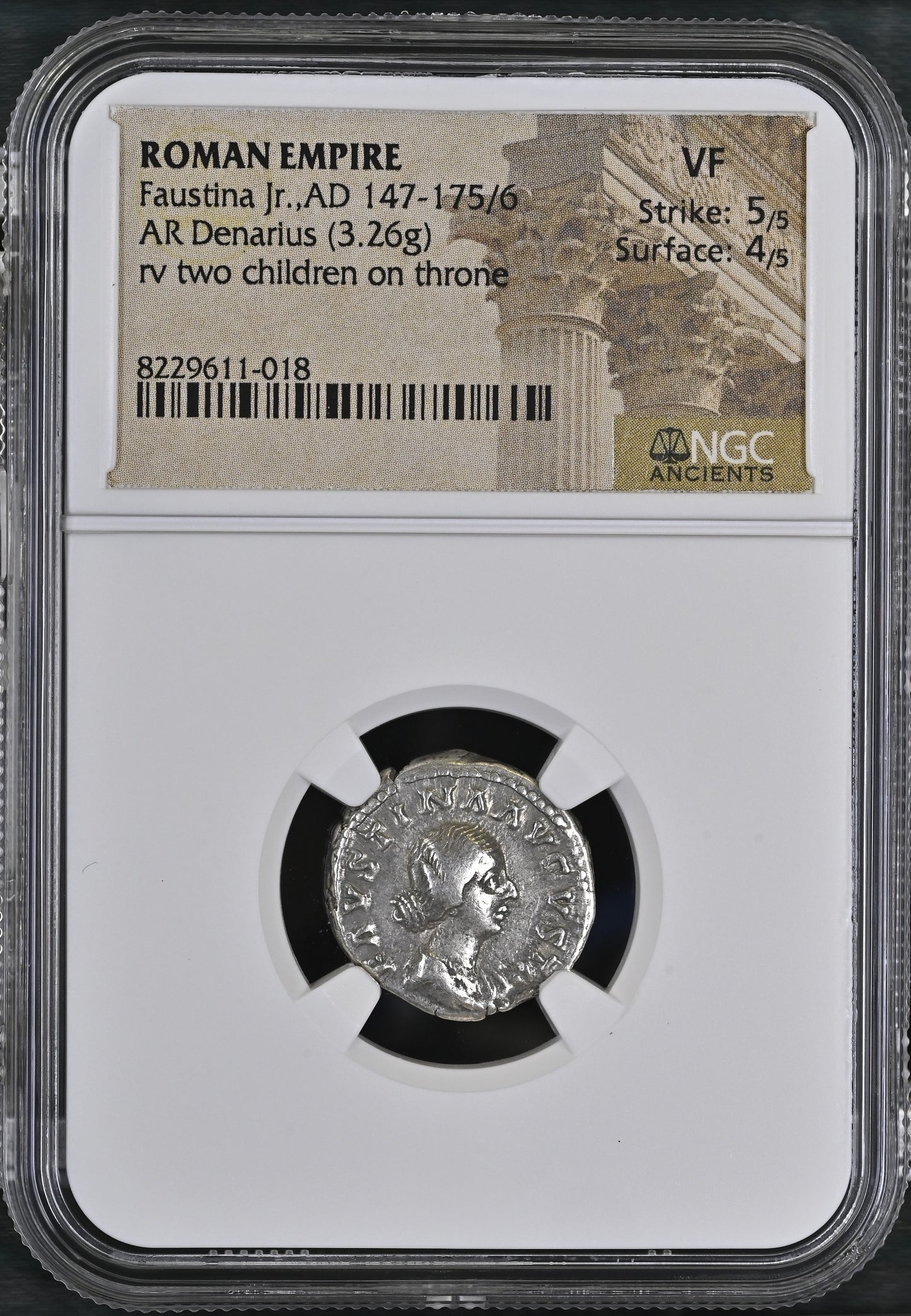 Roman Empire - Faustina II - Silver Denarius - NGC VF