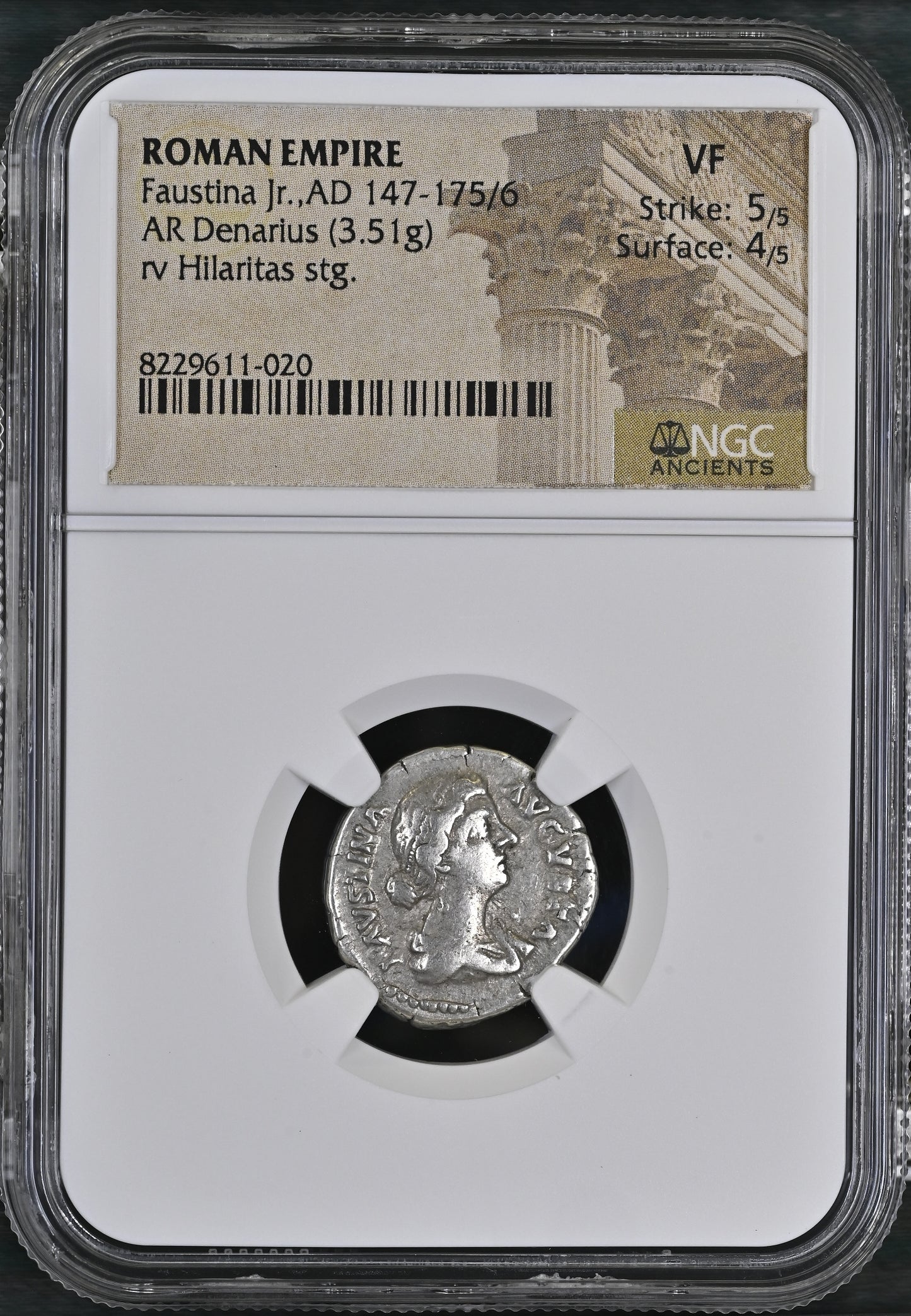 Roman Empire - Faustina II - Silver Denarius - NGC VF