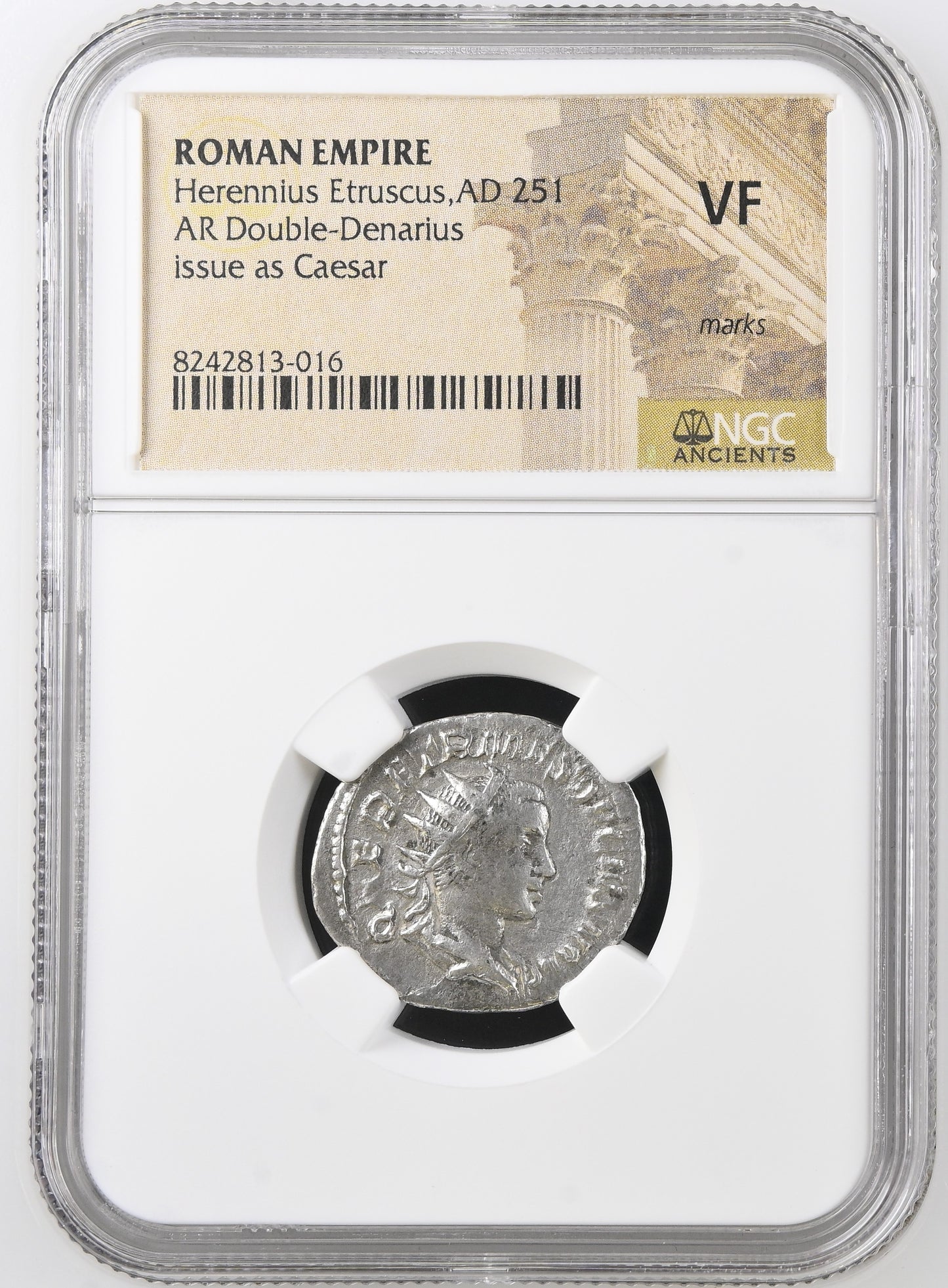 Roman Empire - Herennius Etruscus - Silver Double-Denarius - NGC VF