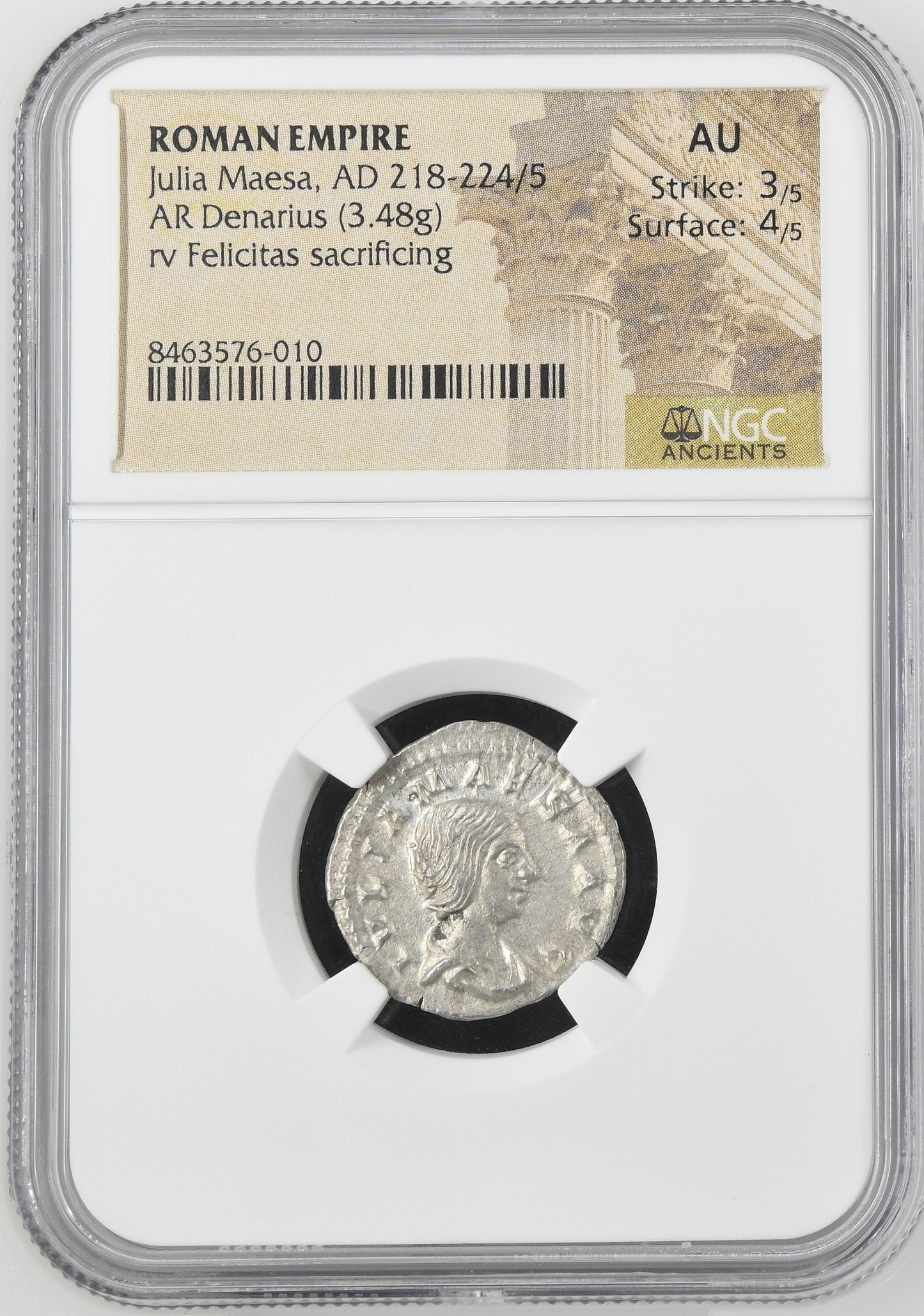 Roman Empire - Julia Maesa - Silver Denarius - NGC AU - RIC:271