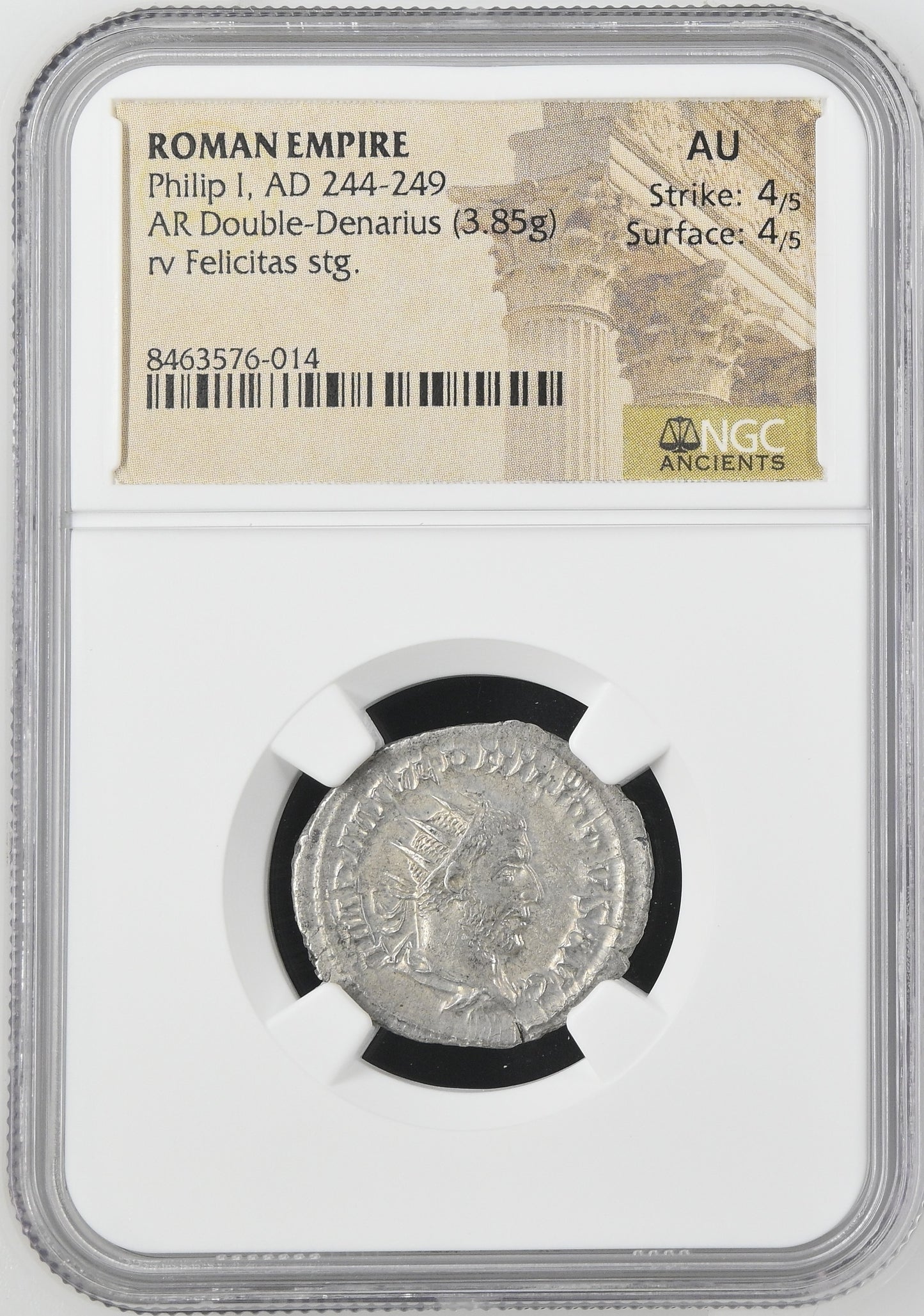 Roman Empire - Philip I - Silver Double-Denarius - NGC AU - RIC:31