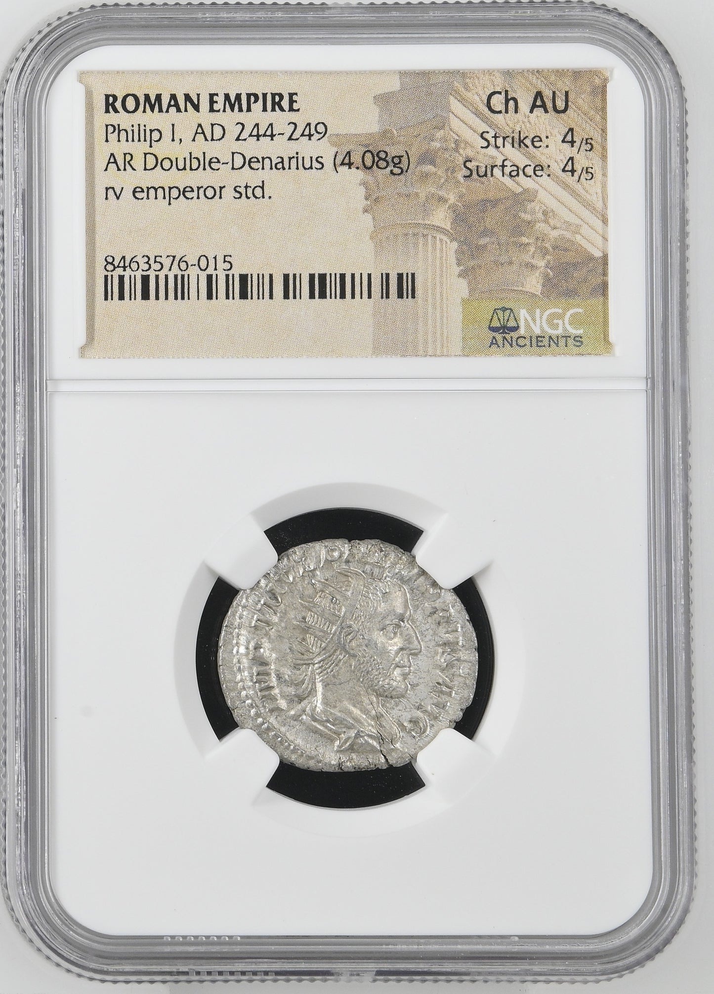 Roman Empire - Philip I - Silver Double-Denarius - NGC Ch AU - RIC:2b